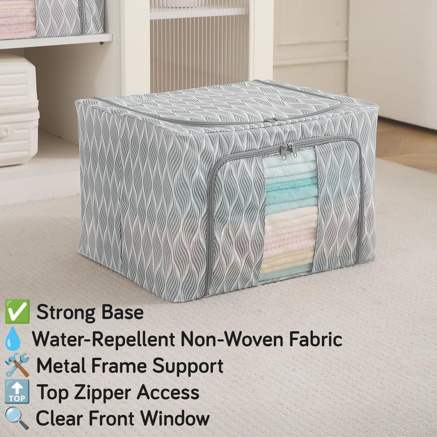 Sturdy, Stackable and Moisture Resistant Non-Woven Cloth Organiser for Storage, Grey