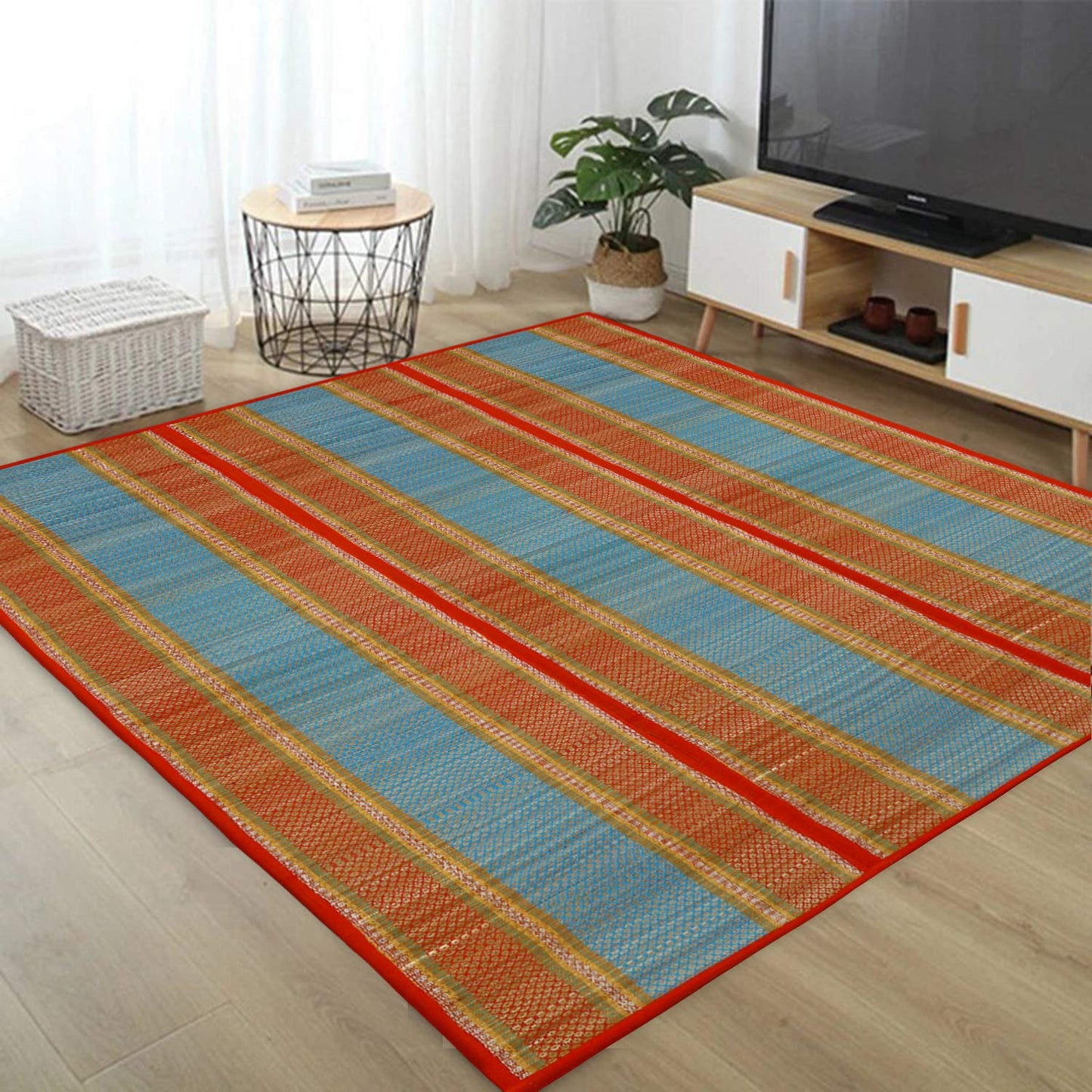 Natural Handmade Madurkathi Large Chatai Mats for Home, Red