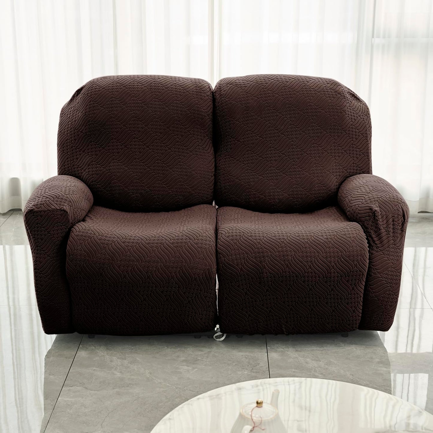 Premium 170 GSM Jacquard Fully Covered Recliner Sofa Cover for 1/2/3 Seaters, Brown