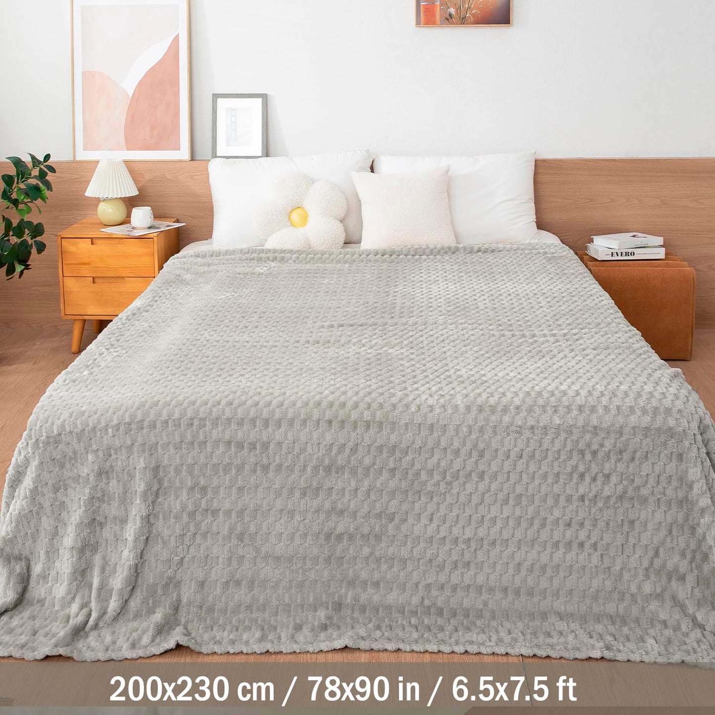 Light Grey Soft Fleece Blankets | HOKIPO