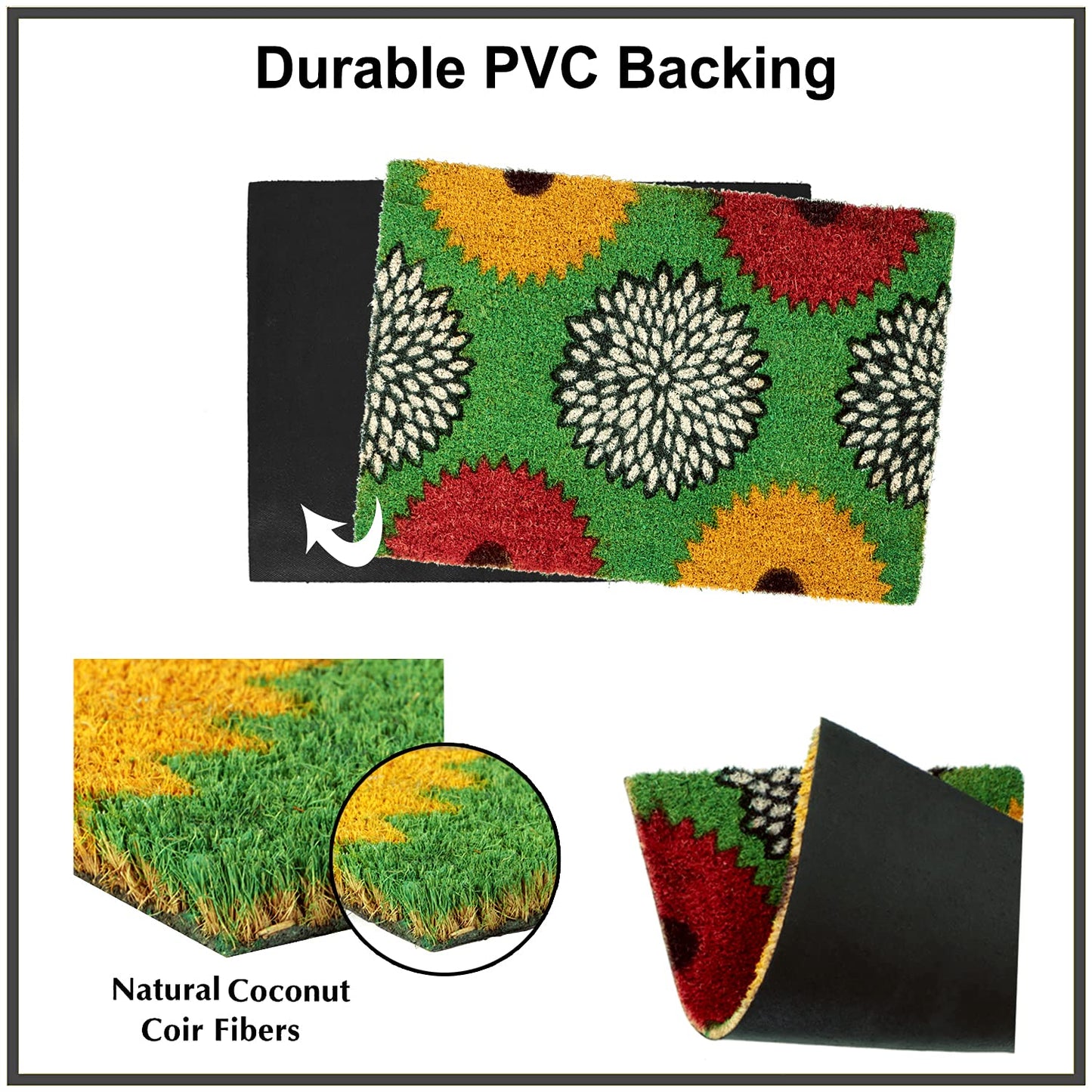 Coir Entrance Door Mat with Anti-Slip PVC Backing