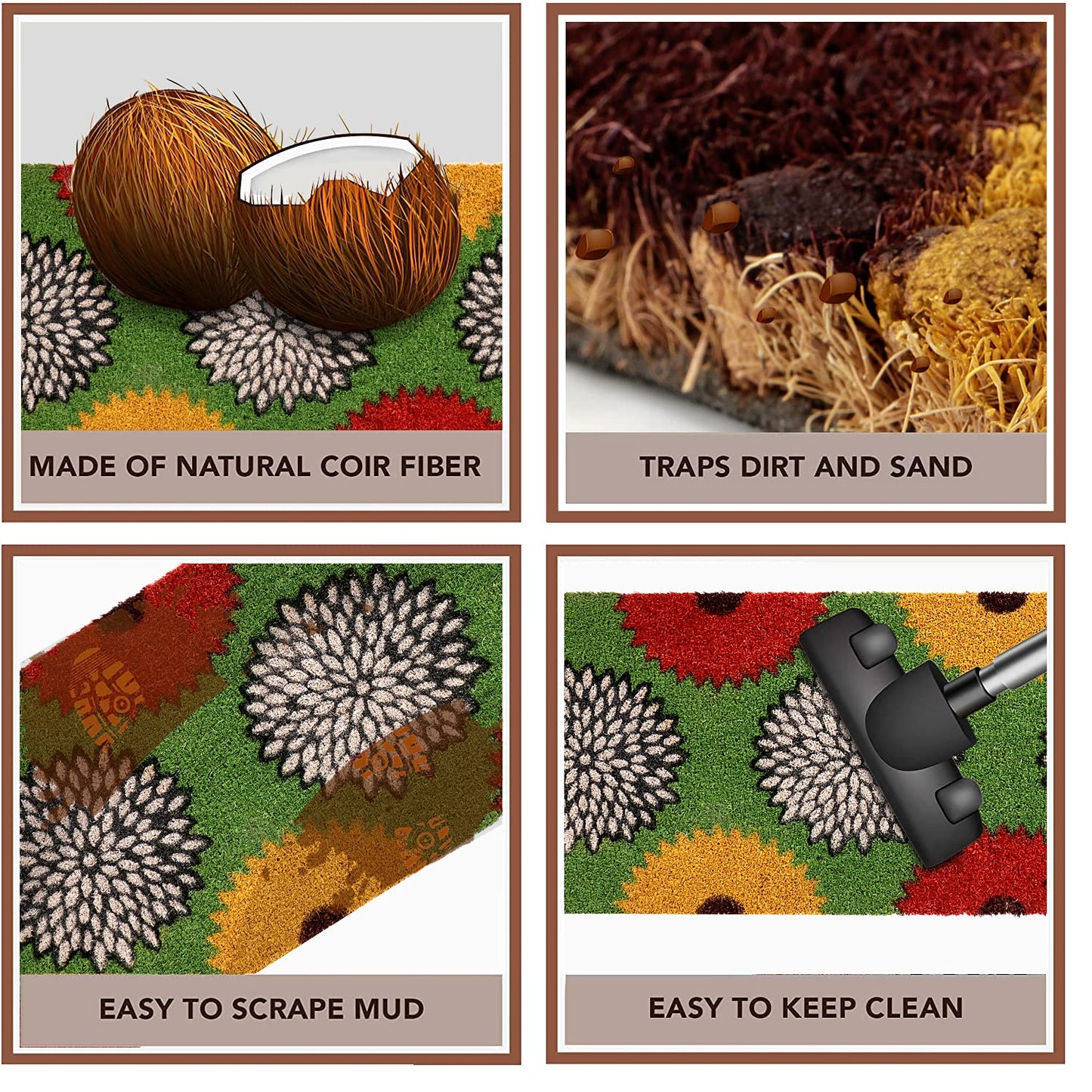Coir Entrance Door Mat with Anti-Slip PVC Backing