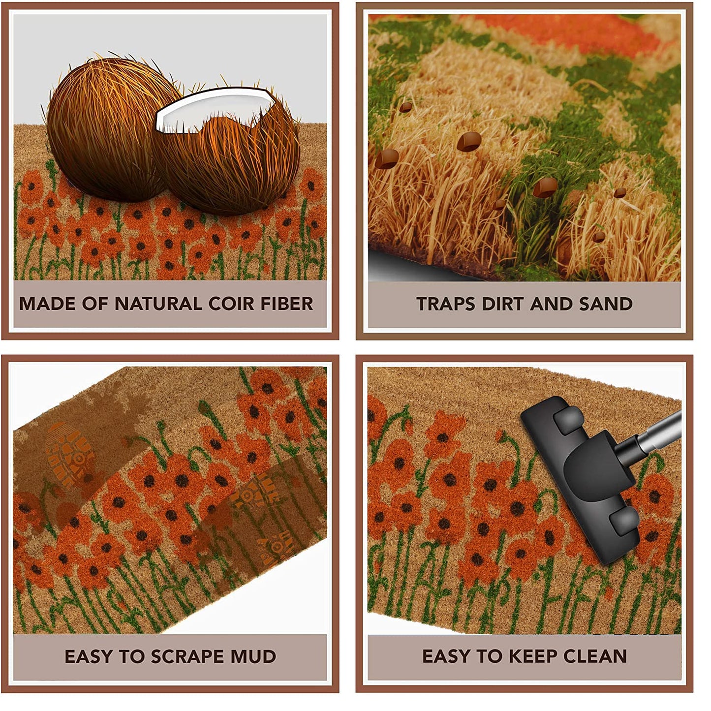 Coir Entrance Door Mat with Anti-Slip PVC Backing