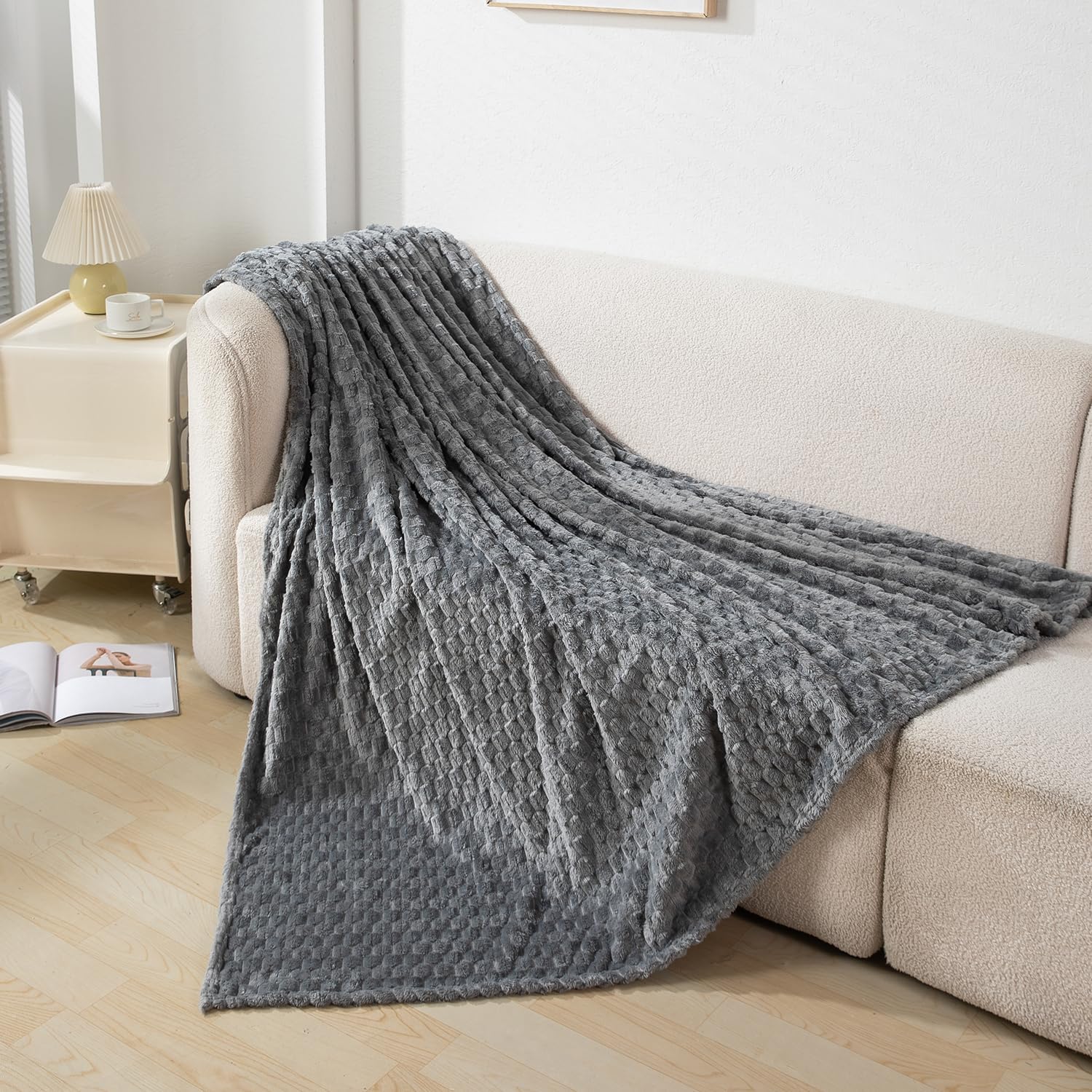 Buy Grey Colour Soft Double Bed Fleece Blanket | HOKIPO