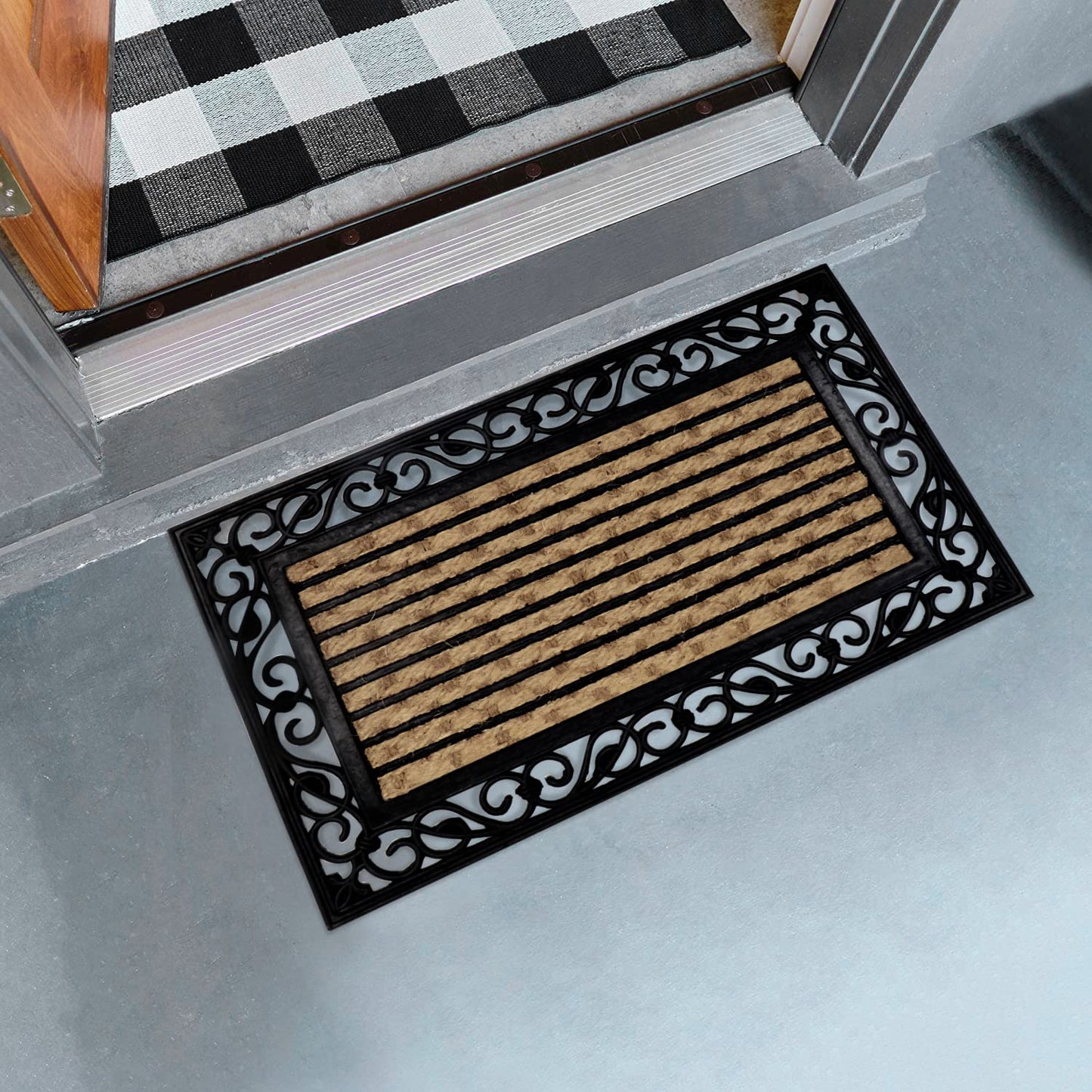 Natural Coco Coir Rubber Doormats for Home Entrance, 45x75 cm