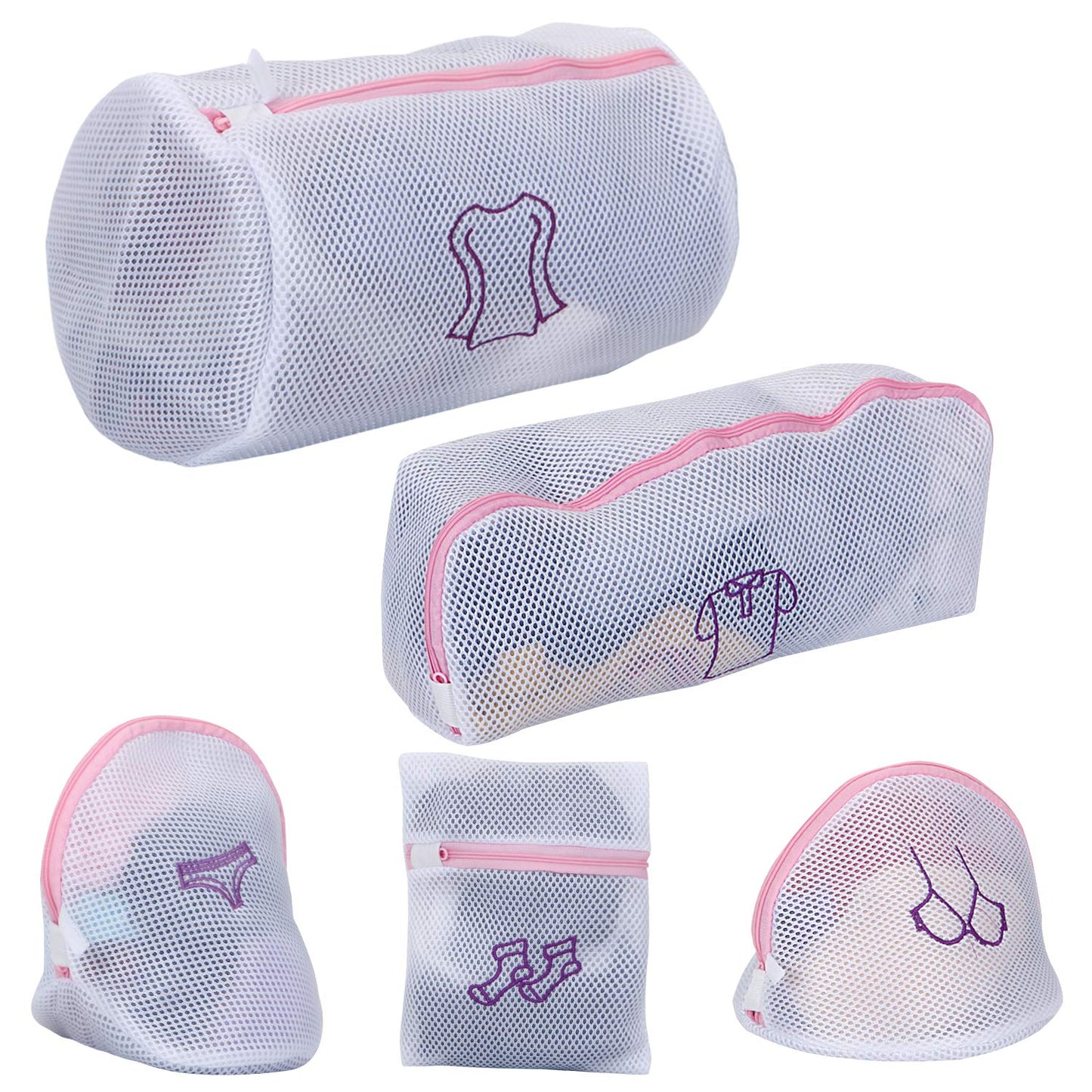 Dual Layered Mesh Bags for Laundry Clothes Washing Bags, Pack of 5