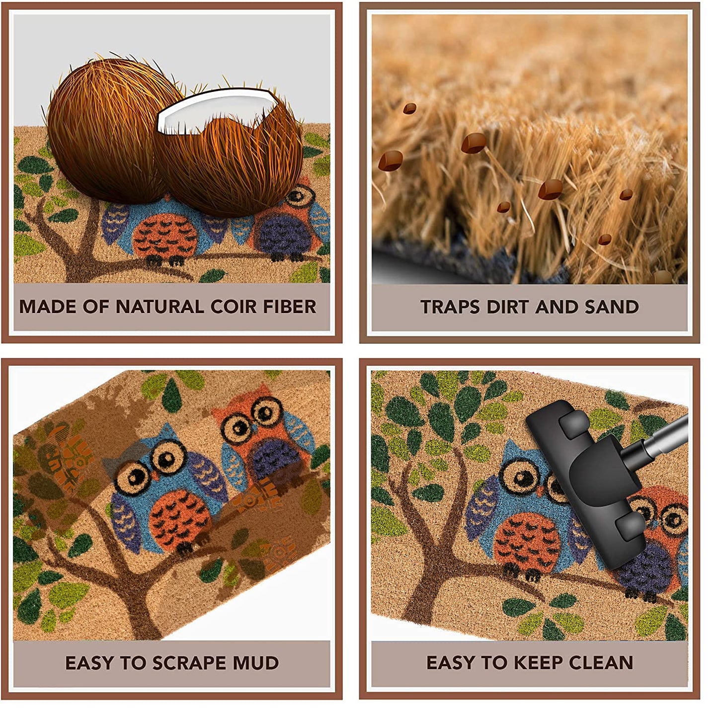Large 45x75 Natural Coconut Coir Inside Outside Mats for Entrance Main Door Mat, Multicolor