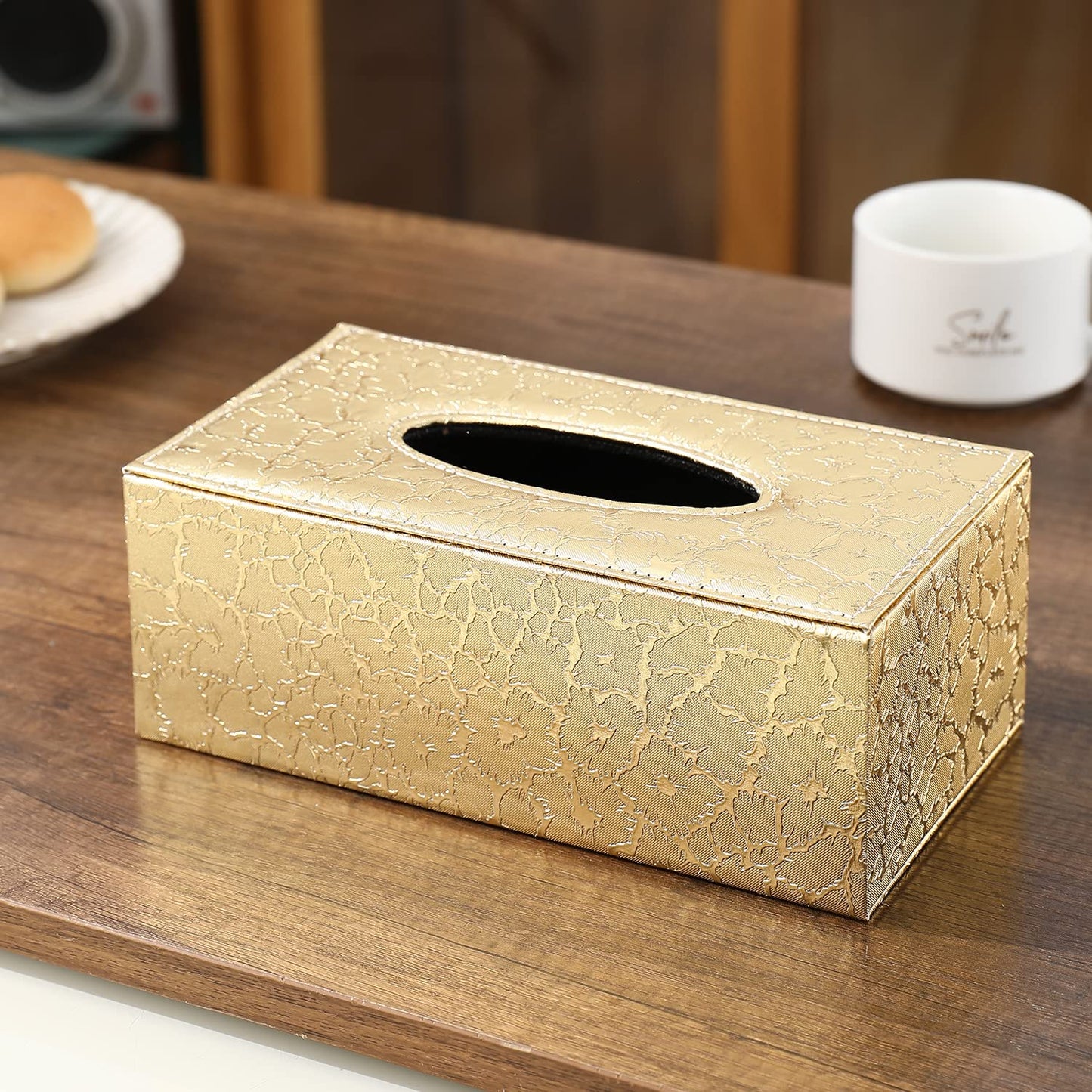 buy stylish premium golden faux leather tissue holder | HOKIPO