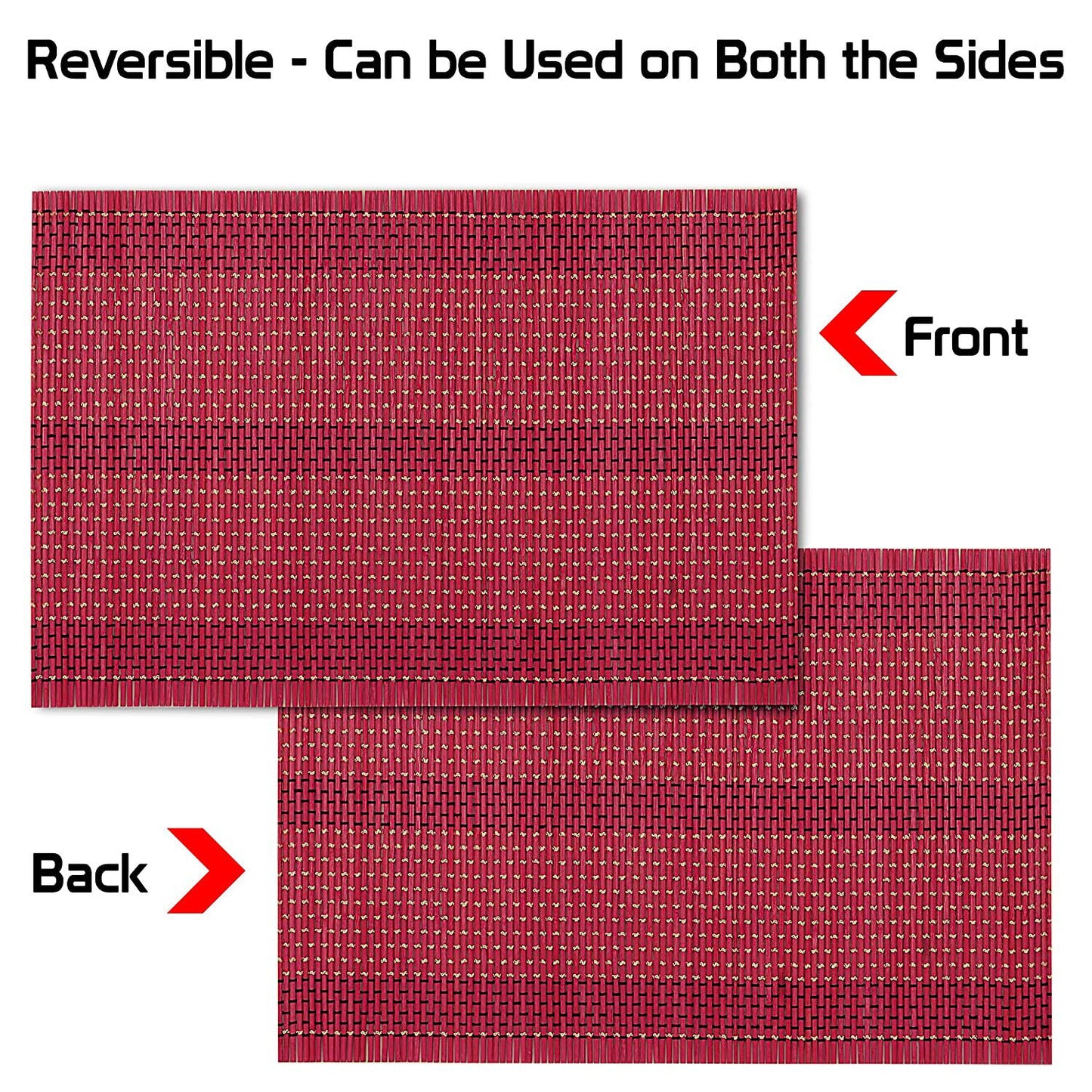 Heat Resistant Placemats Set of 4 Dining Table Mats, 45x30 cm,Raspberry Red