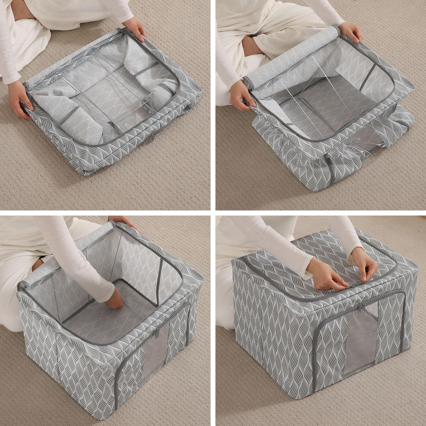 Sturdy, Stackable and Moisture Resistant Non-Woven Cloth Organiser for Storage, Grey