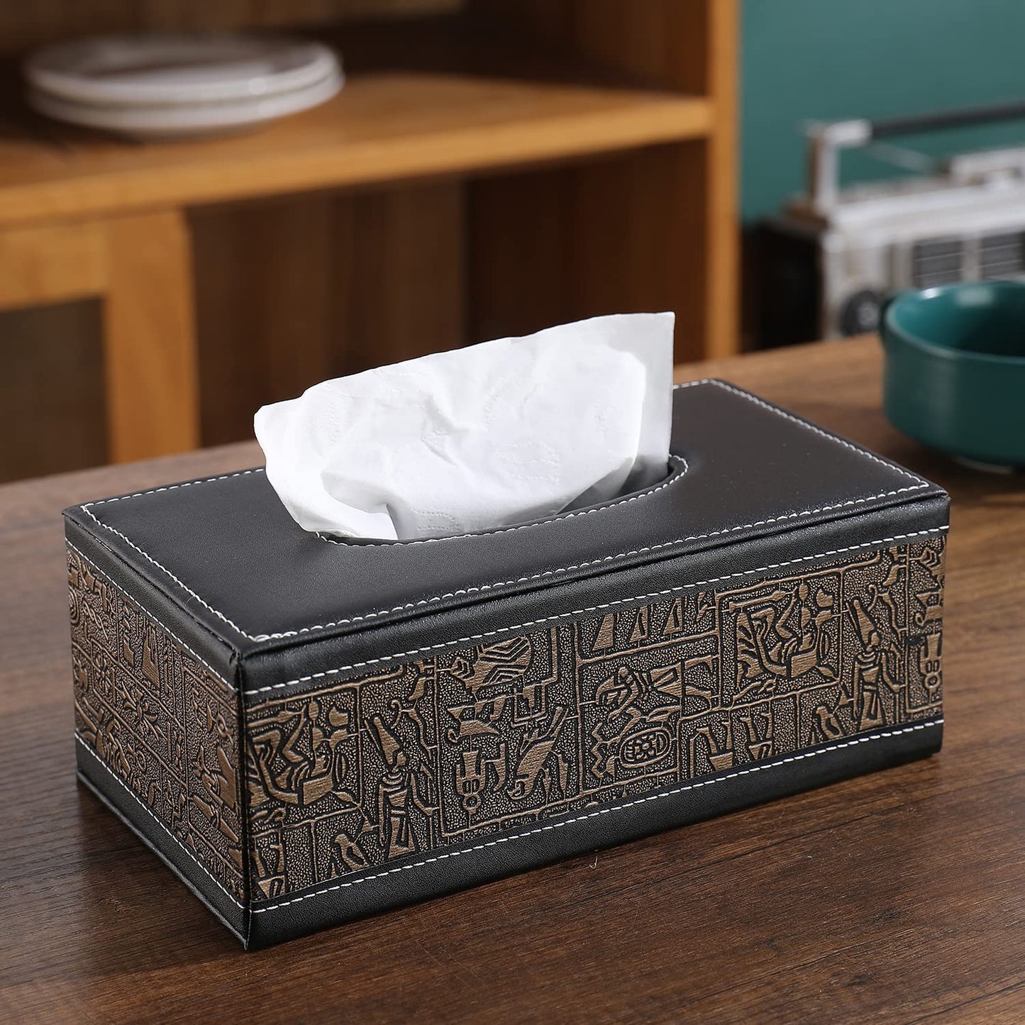 buy metallic PU leather tissue holder | HOKIPO