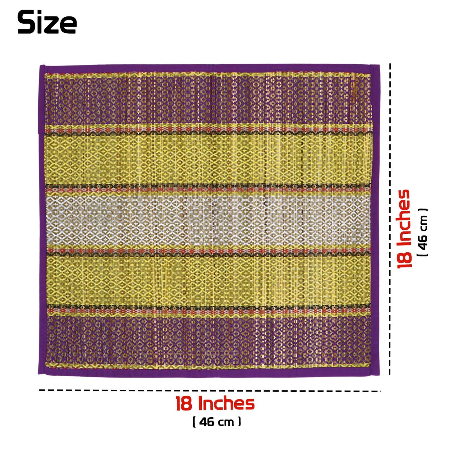 Natural River Grass Handcrafted Pooja Floor Mats/Meditation Prayer Mat/Sittting Mat/Aasan Mat Chatai for Pack of 2/4/6/8, Purple