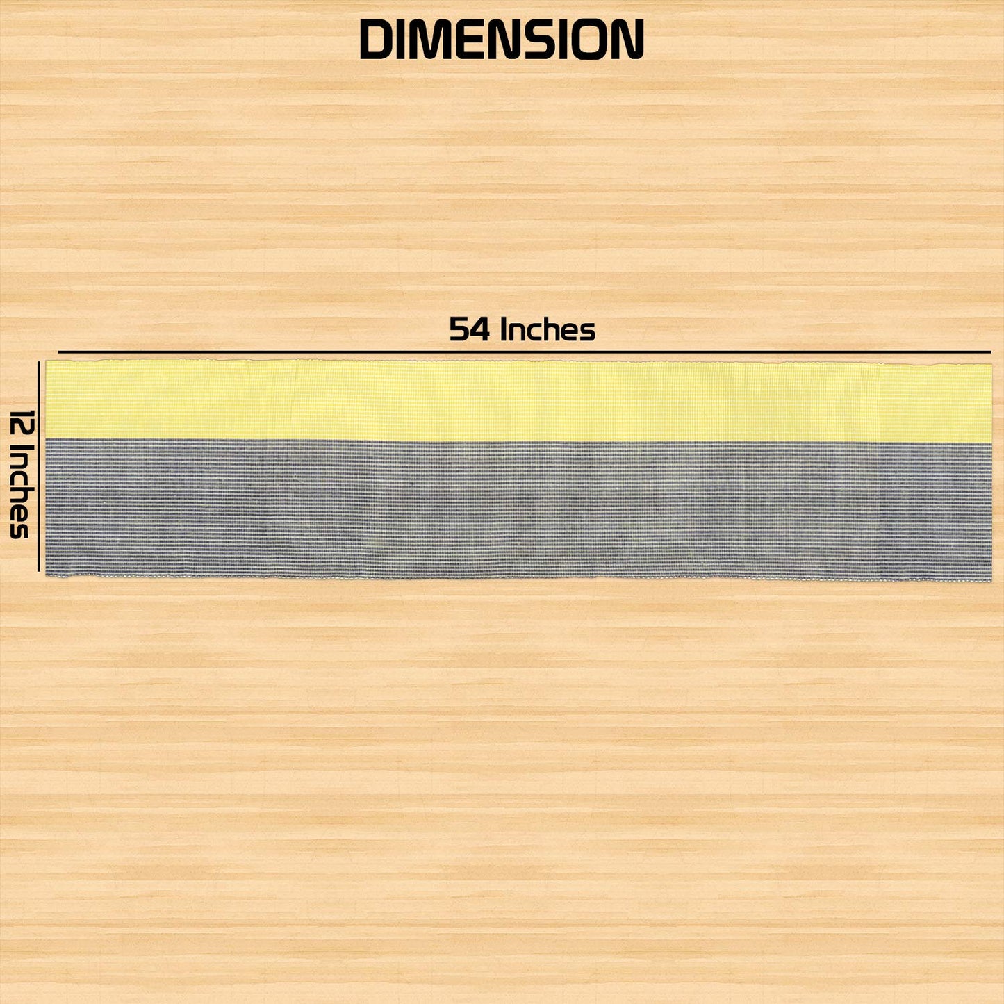Cotton Ribbed Washable Table Runner for Dining Table 4 Seater, 12x54 Inches, Yellow
