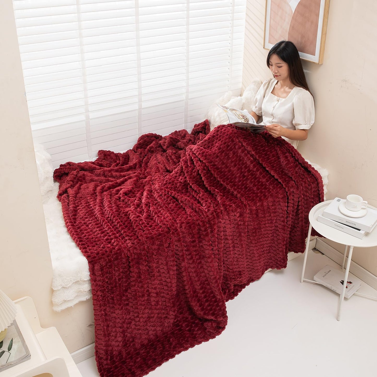 Buy Maroon Colour Soft Double Bed Fleece Blanket | HOKIPO