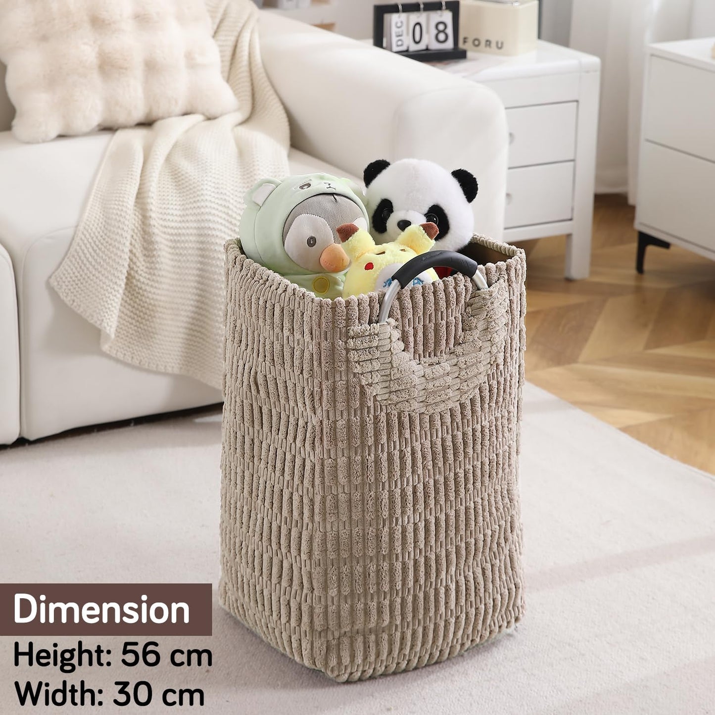 Folding Laundry Bag for Clothes Hamper Basket, Collapsible Storage Basket, Latte Brown