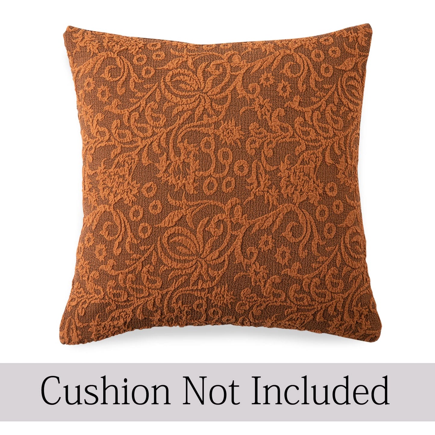 Buy Cute Caramel Brown Colour Woven Jacquard Zippered Square Cushion Cover - Best For Decorative and Festive Look