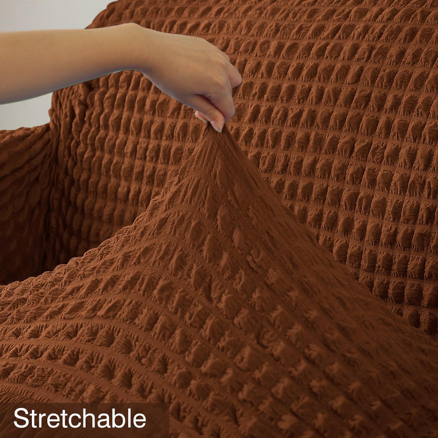 Chocolate Brown Elastic stretchable Turkish Bubble frill sofa cover set