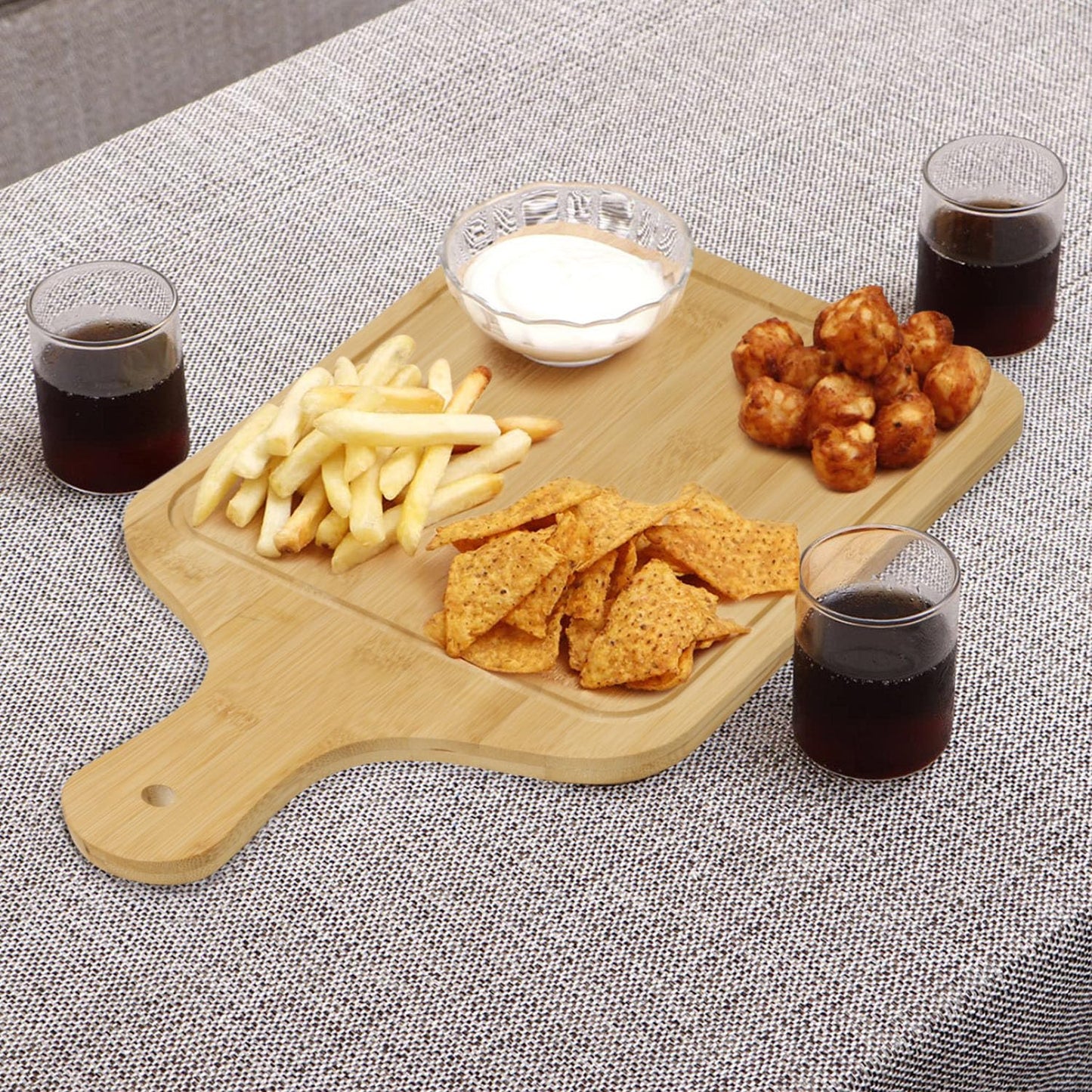 Wooden Platter Serving Tray with Handle | Pizza Tray | Snacks Serving Platter, 40x25 cm