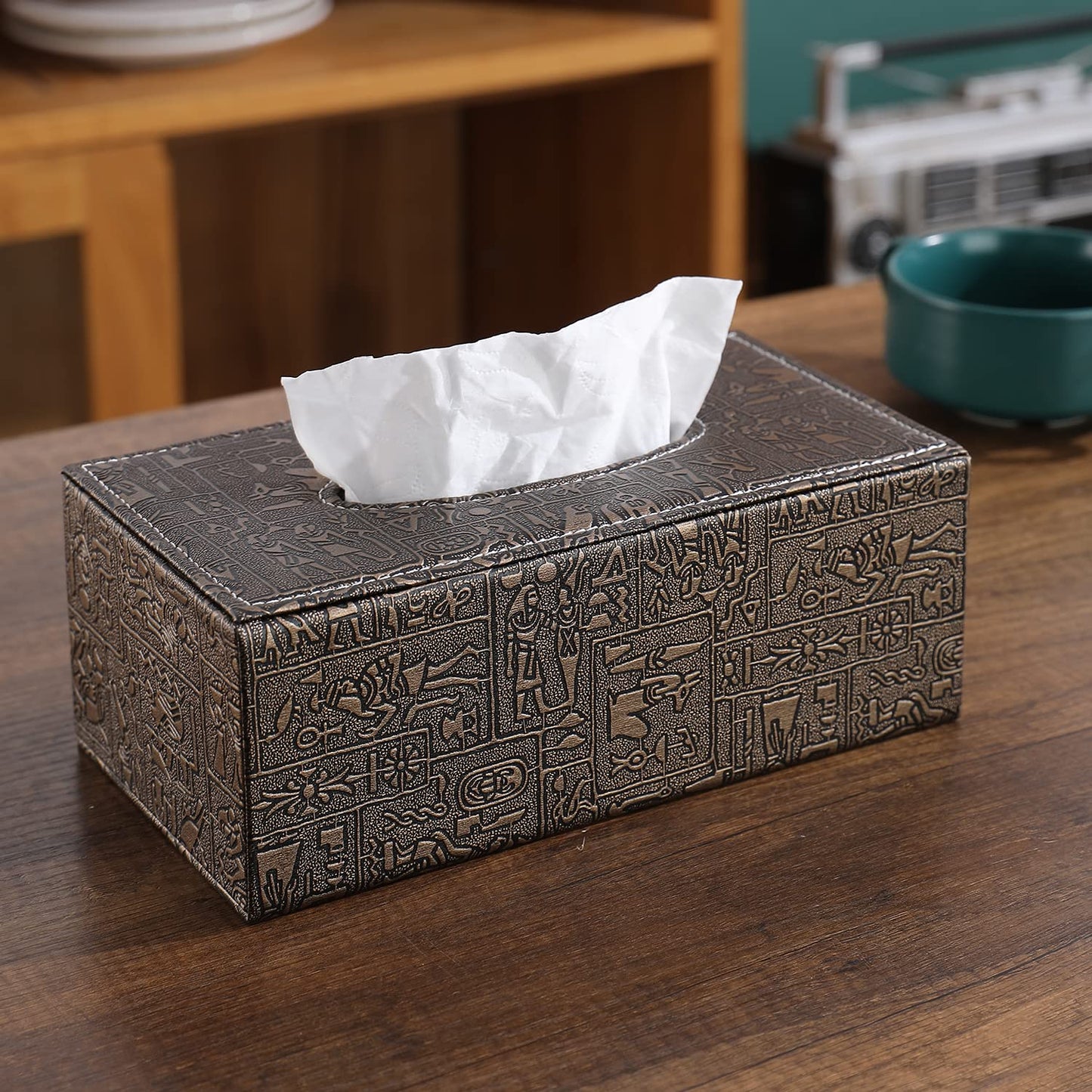 buy metallic leatherette tissue box | HOKIPO