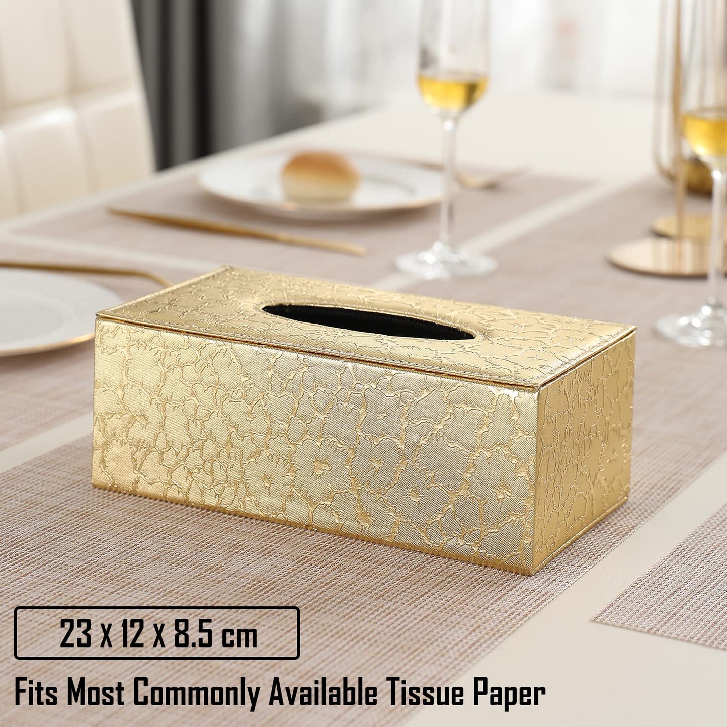 buy golden faux leather tissue paper holder | HOKIPO