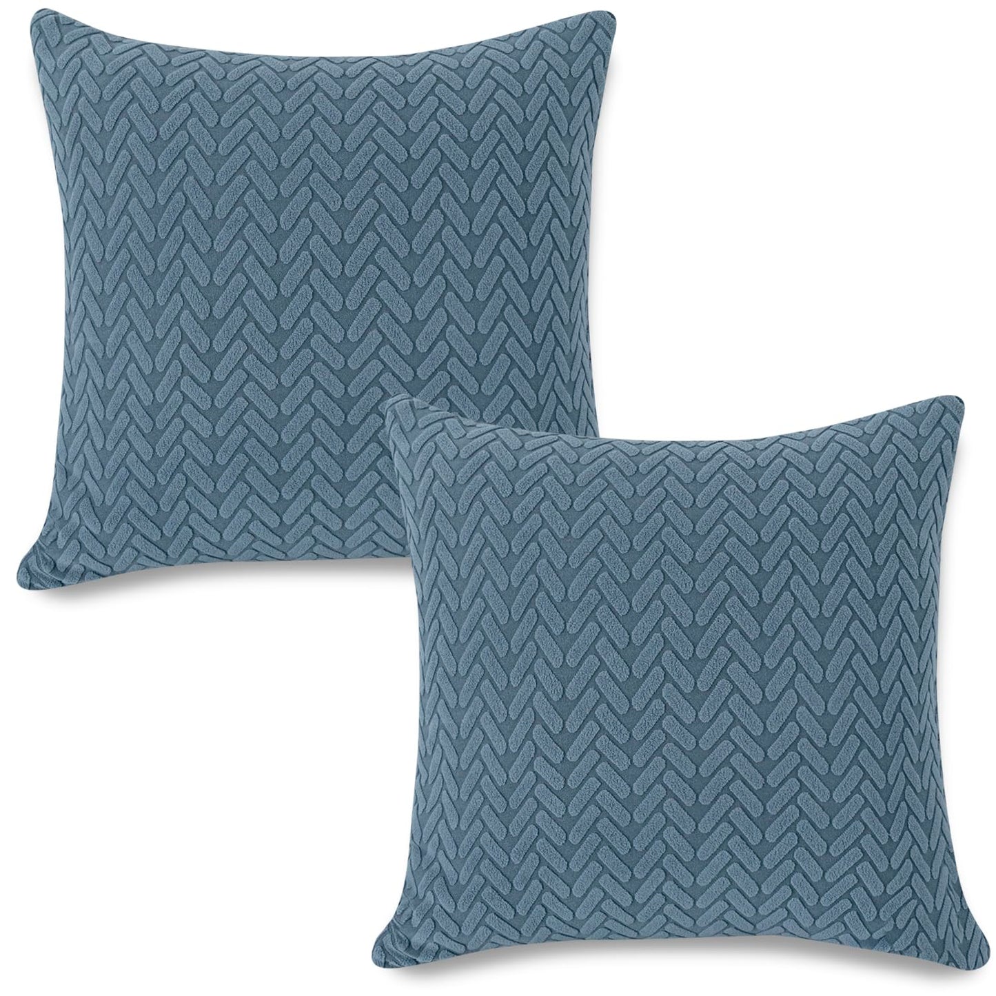 HOKIPO Jacquard Pack of 2 Sofa Cushion Cover 18x18 Inches, Dark Blue