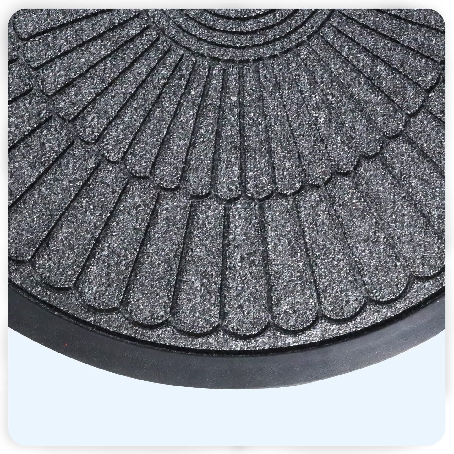 45X75cm All Purpose Doormat with Rubber Backing Half Circle Style, Thick mat for Outdoor and Indoor use, Grey