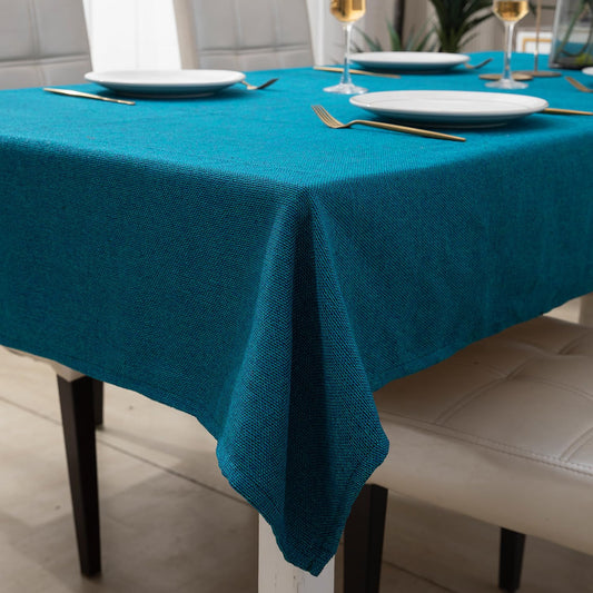 Poly Jute Dining Table Cover, Teal Blue