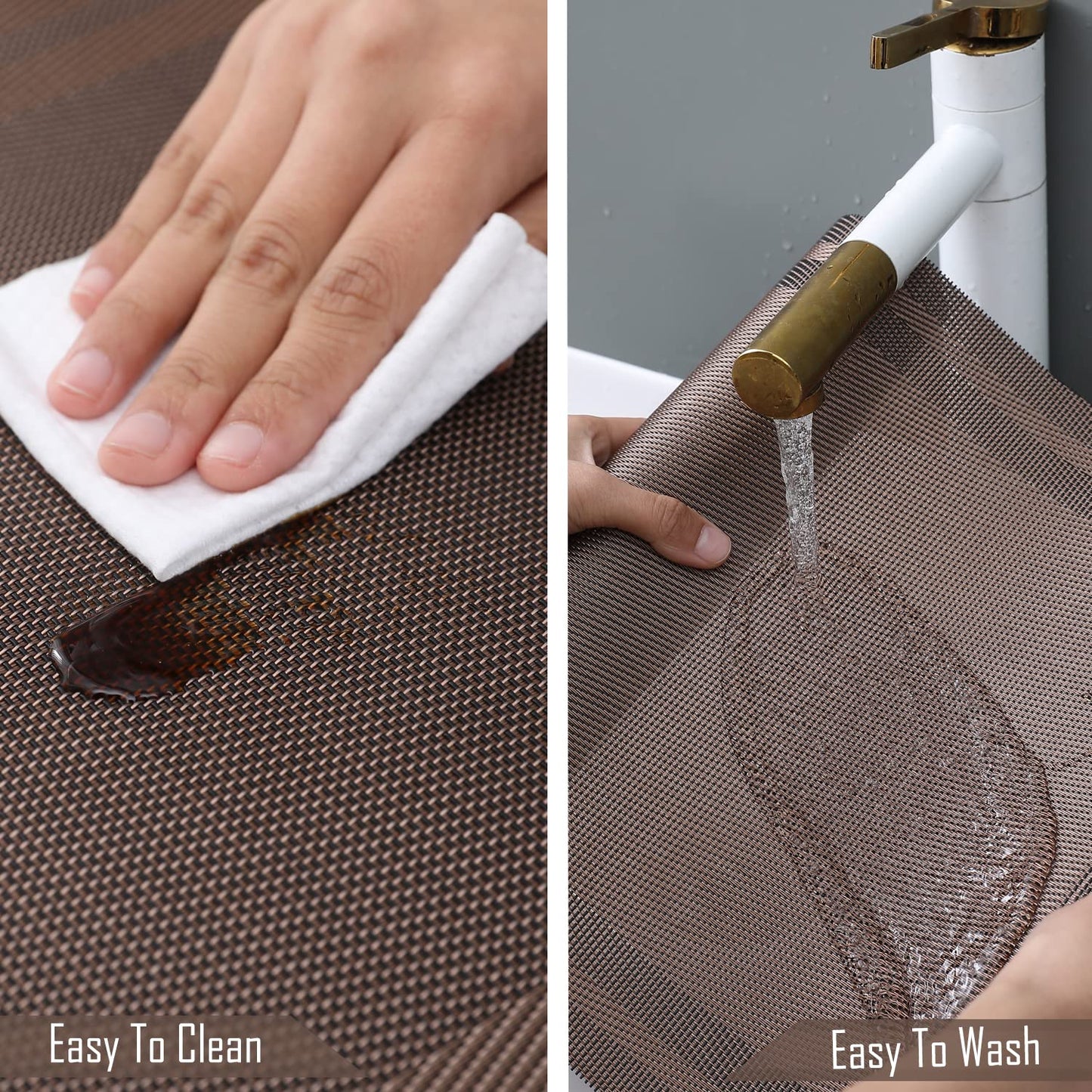 PVC Table Runner, Copper Brown
