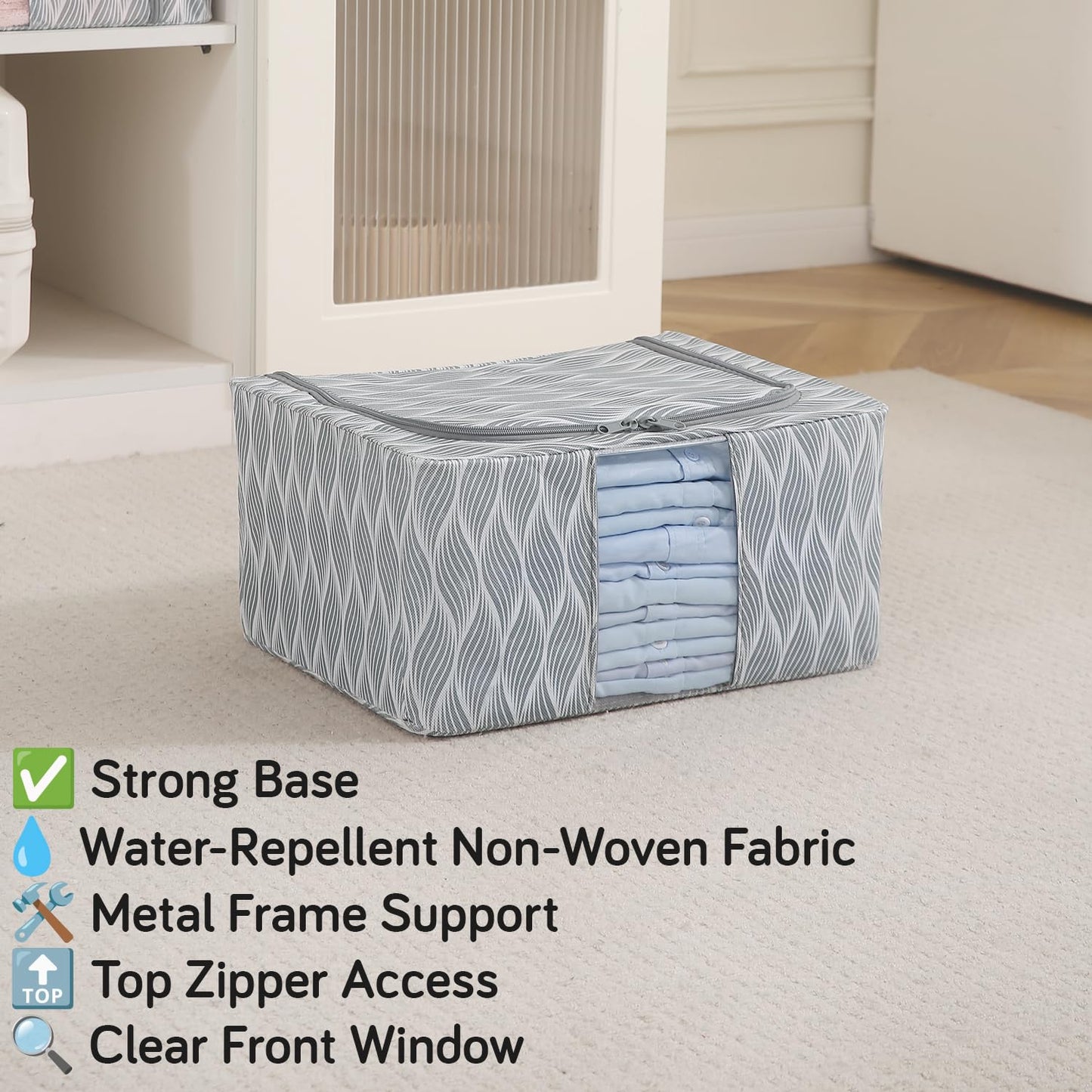 Sturdy, Stackable and Moisture Resistant Non-Woven Cloth Organiser for Storage, Grey