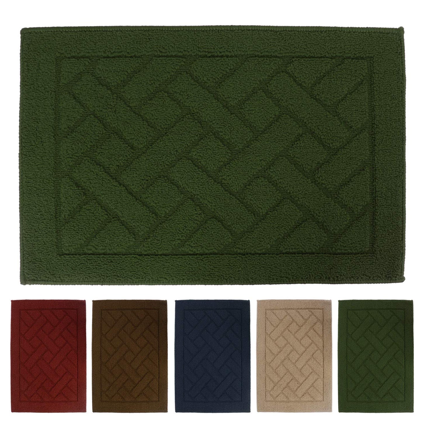 Entrance Door Inside and Outside Dirt Trapper Mat Polypropylene Fiber Anti-Slip Rubber Back Machine Washable Mat, Rectangular - 45 x 70 cm, Green