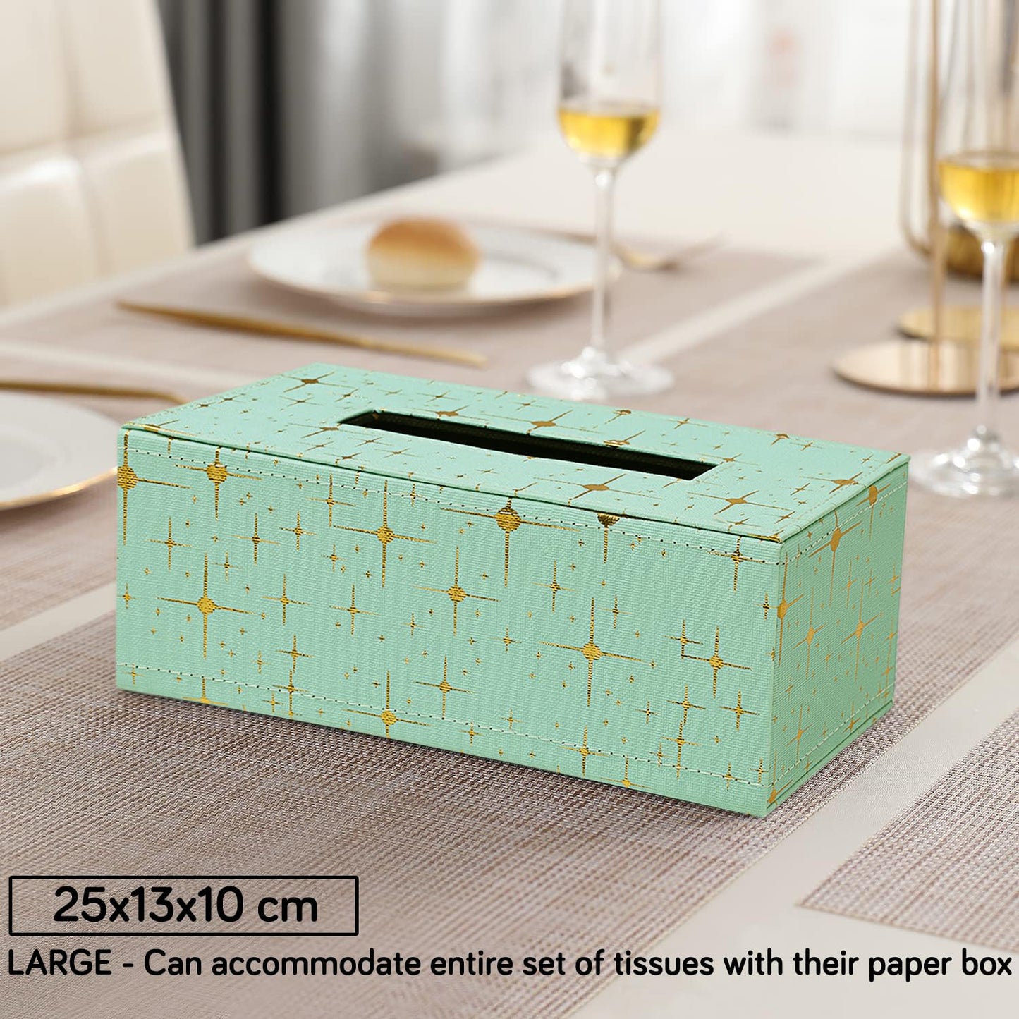 Faux Leather Large Tissue Paper Holder, Turquoise