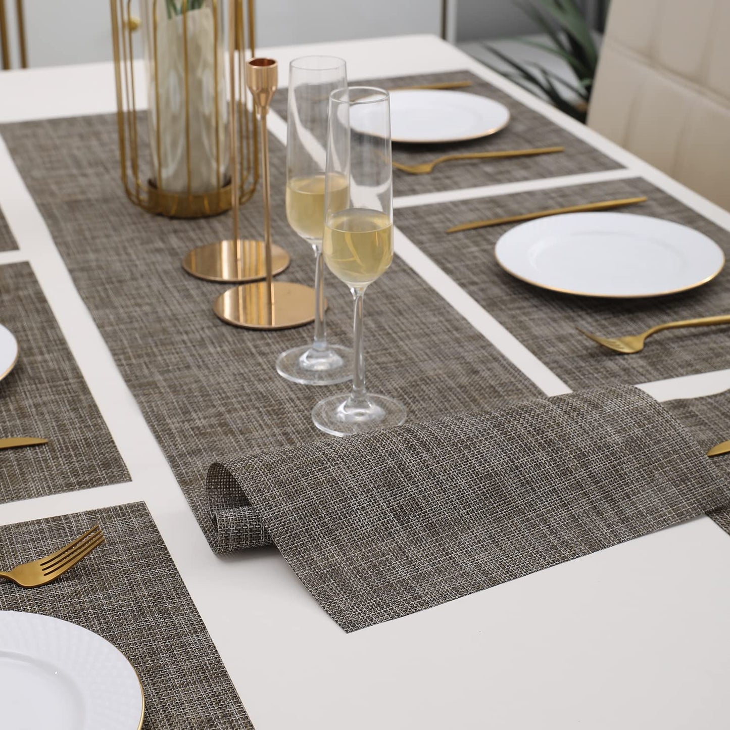 PVC Dining Table Mats, Ash Grey