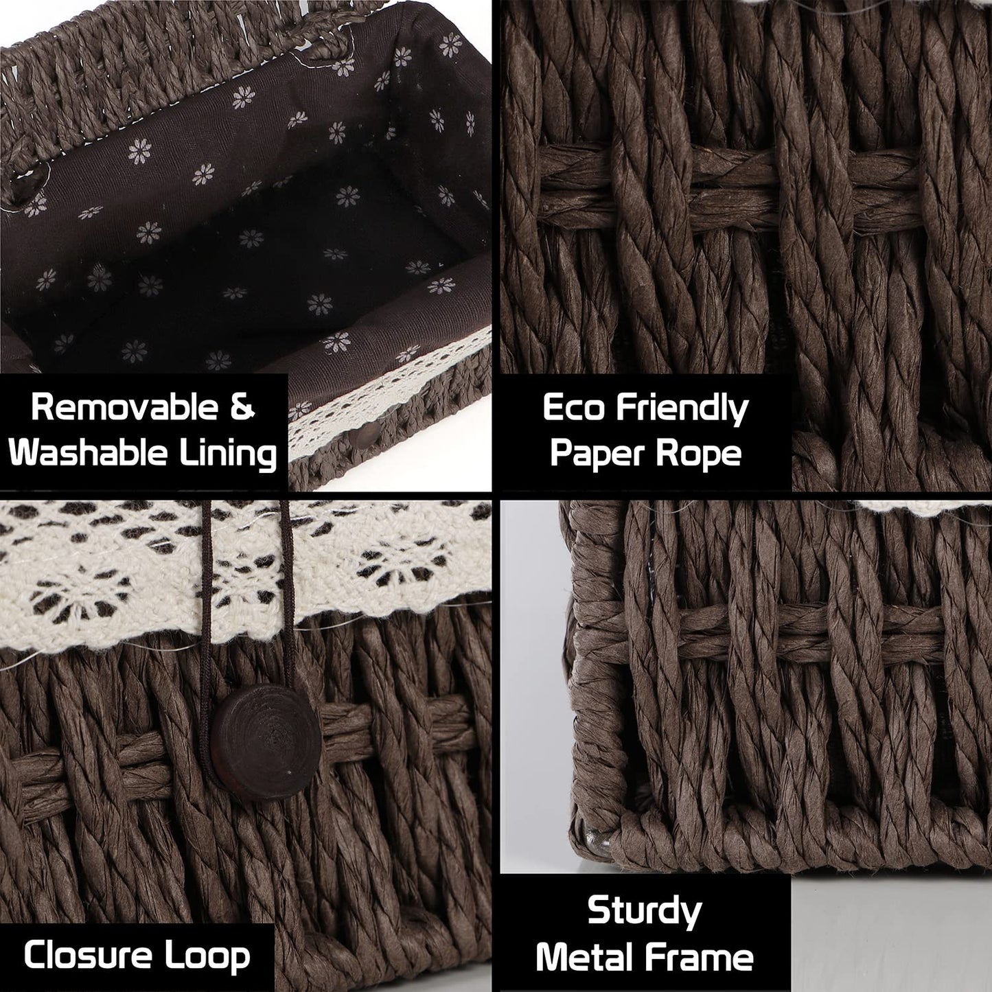 Buy brown eco-friendly paper rope tissue holder with lining, loop closure & metal frame | Hokipo