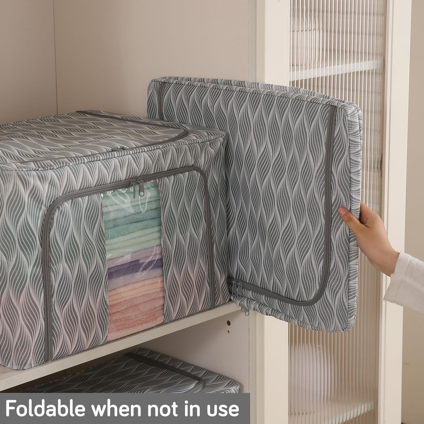 Sturdy, Stackable and Moisture Resistant Non-Woven Cloth Organiser for Storage, Grey