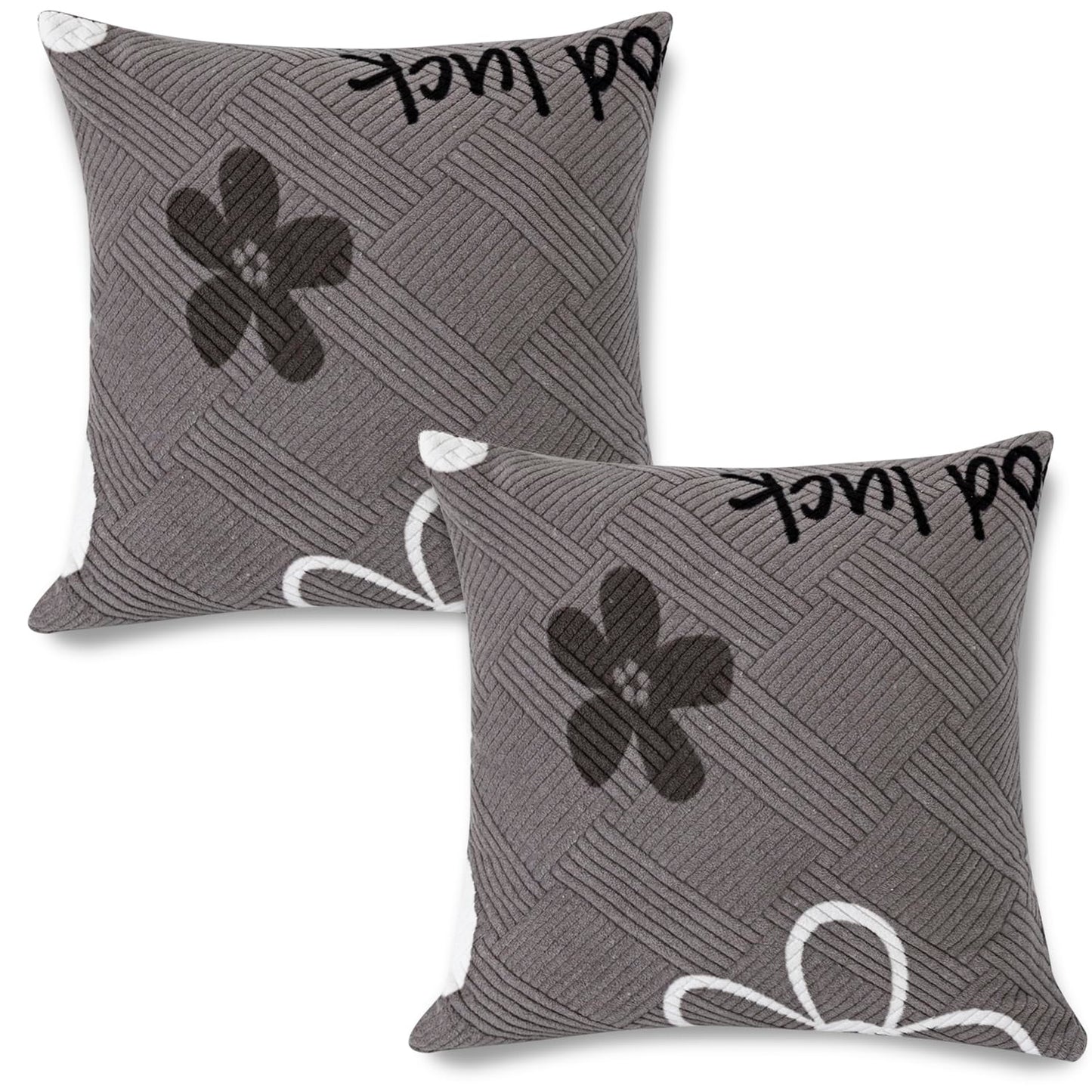 Stretchable Thick Fleece Pack of 2 Cushion Cover 18x18 inch,Moon Grey