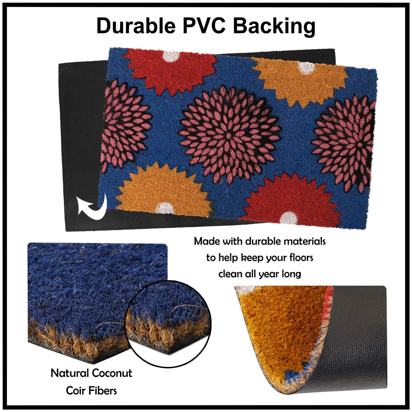 Coir Entrance Door Mat with Anti-Slip PVC Backing