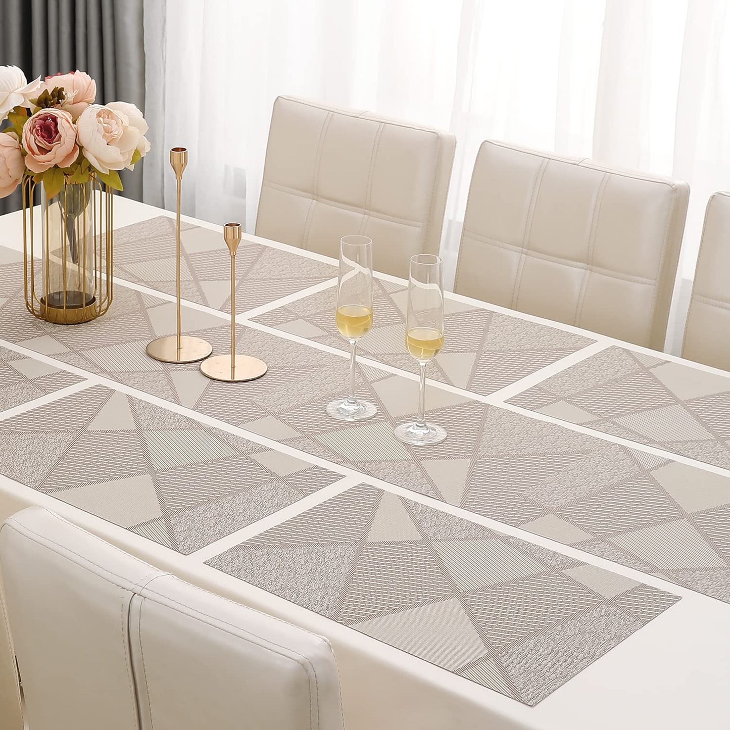 PVC Dining Table Mats, Abstract Beige