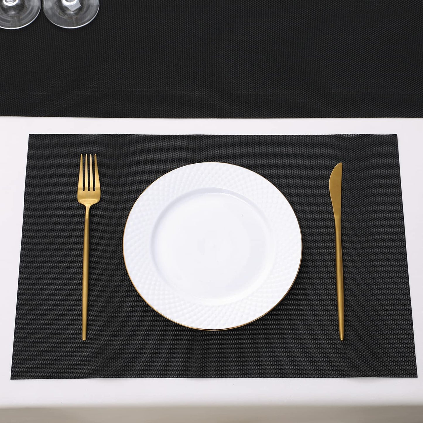 PVC Dining Table Mats, Jet Black