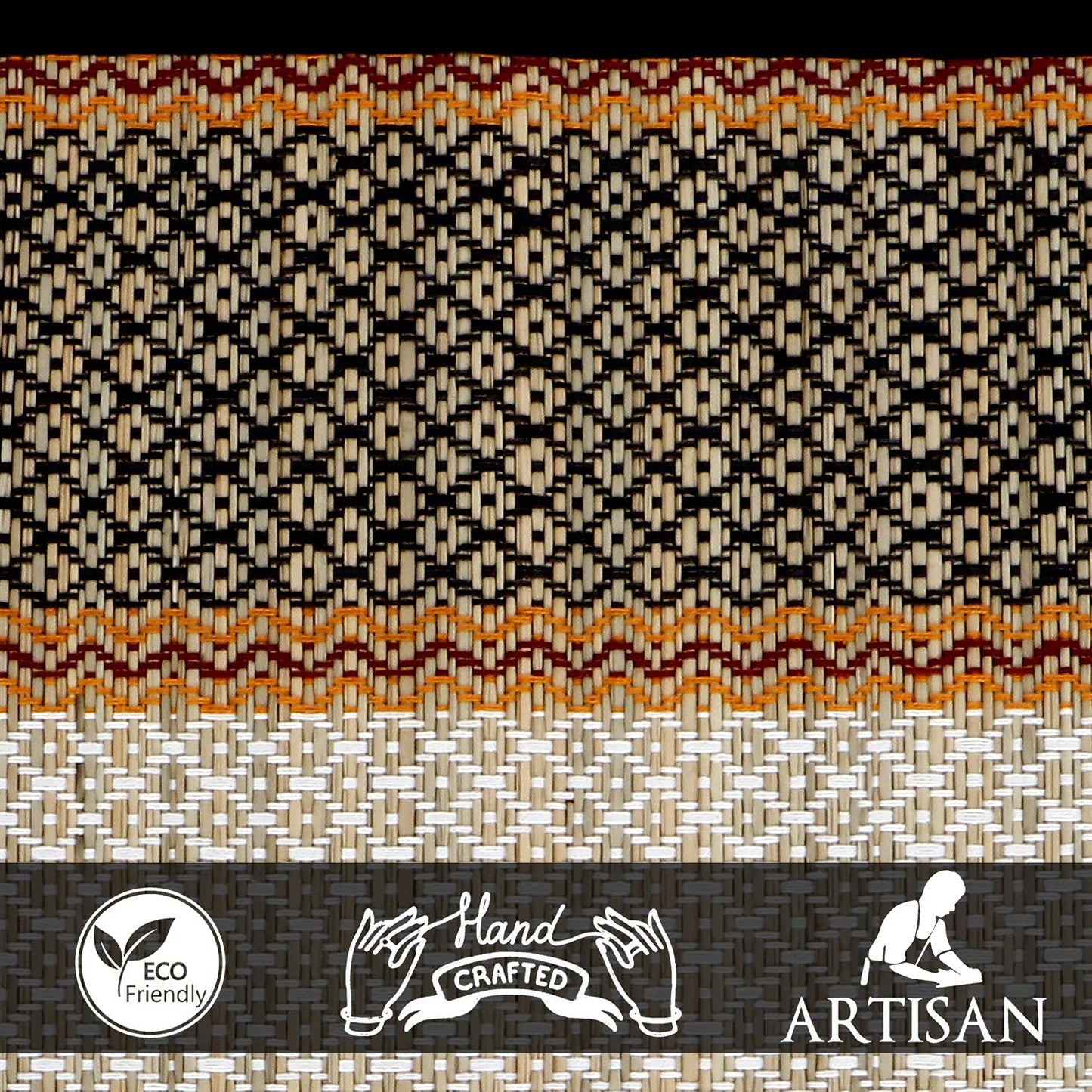 Natural Handmade Madurkathi Table Runner for Dining Table, Centre Table, Coffee Table, Teapoy, Green