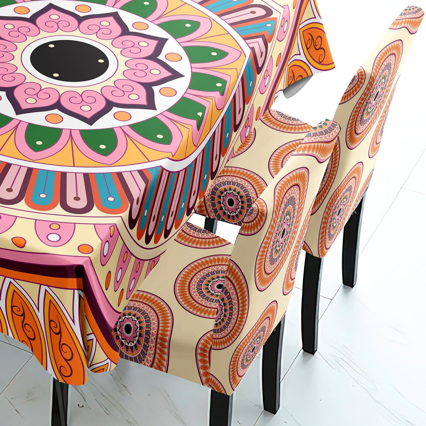 Multicolor Printed Dining Set Cover | 4/6 Seater
