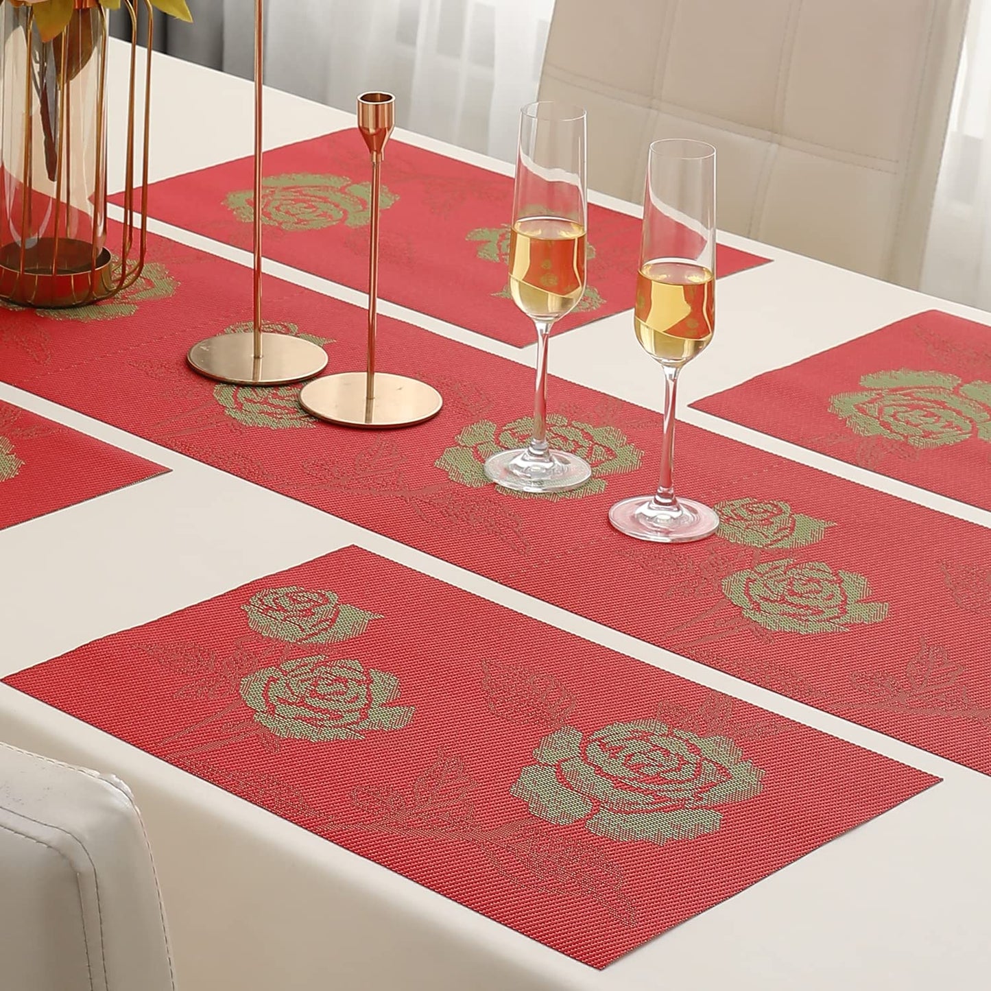PVC Dining Table Mats, Crimson Red