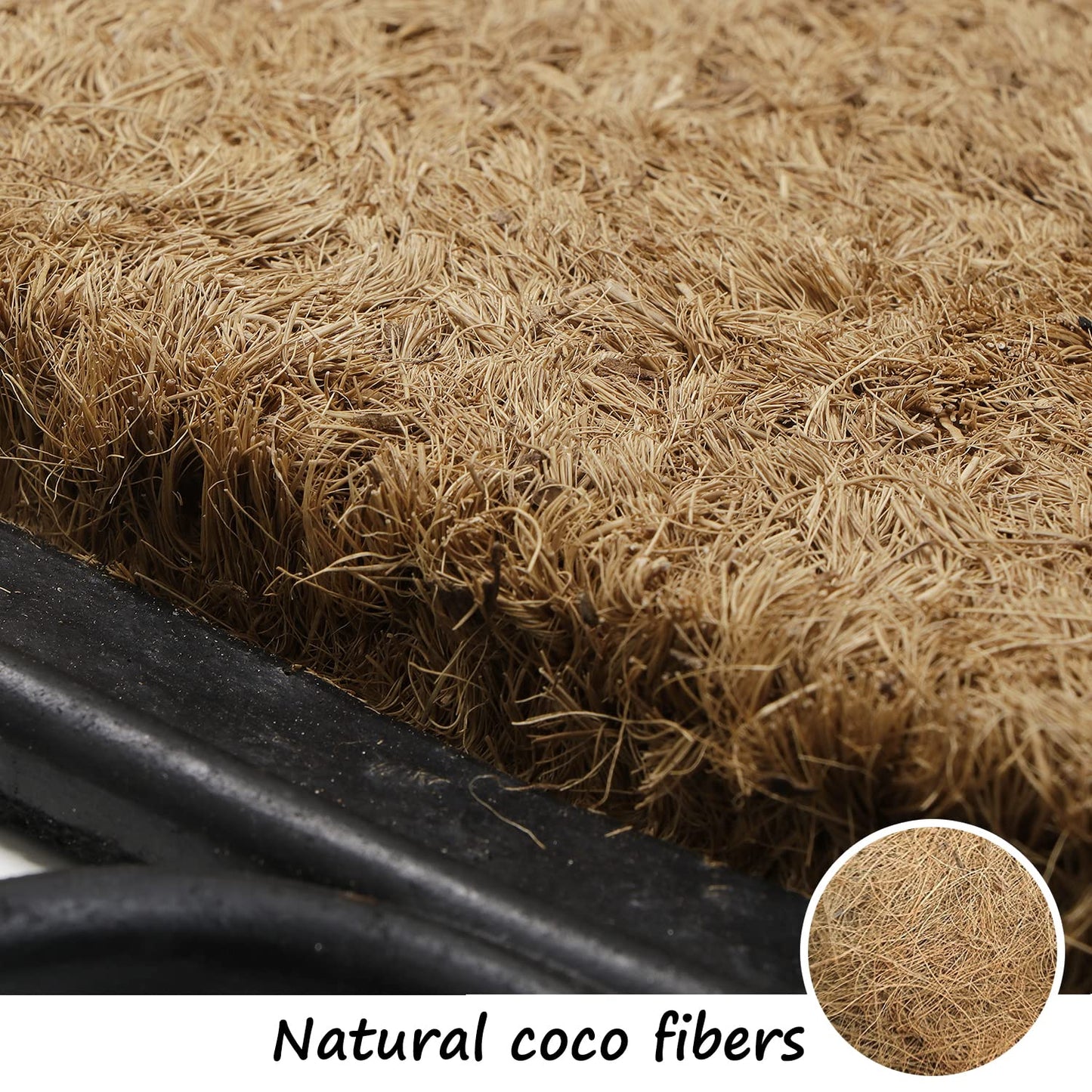 Natural Rubber Coir Doormat with Designer Border, Anti-Slip Rubber Backing, 45x75 cm