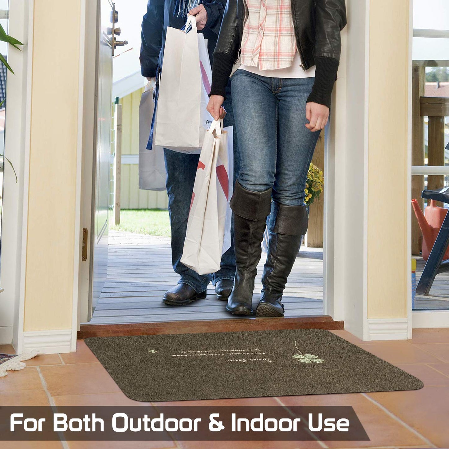 Rubber Back Dirt Trapper Inside Outside Main Door Mats for Entrance Big Size, 45 x 70 cm, Brown