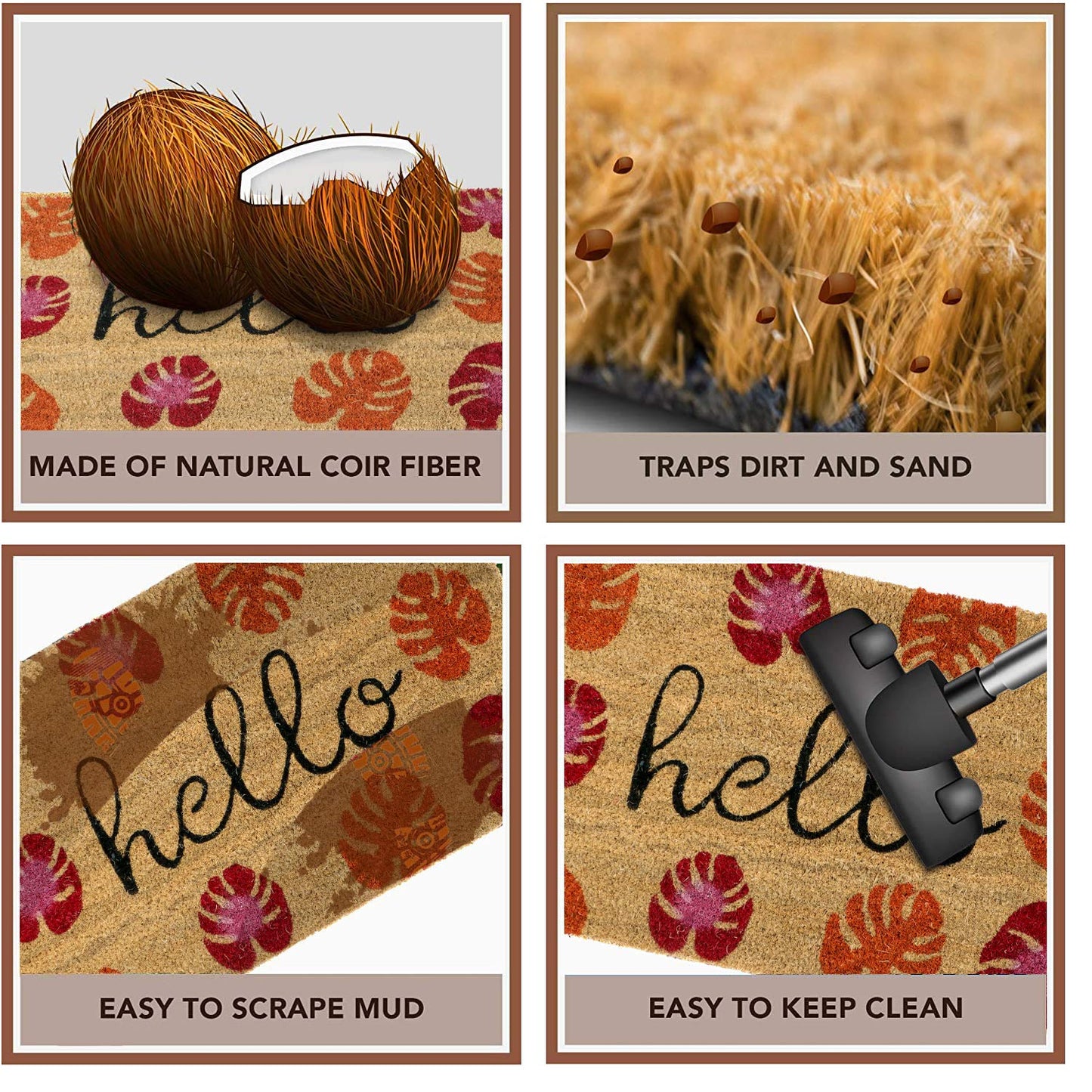 Coir Entrance Door Mat with Anti-Slip PVC Backing