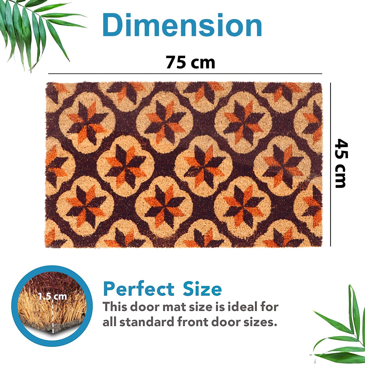 Coir Entrance Door Mat with Anti-Slip PVC Backing