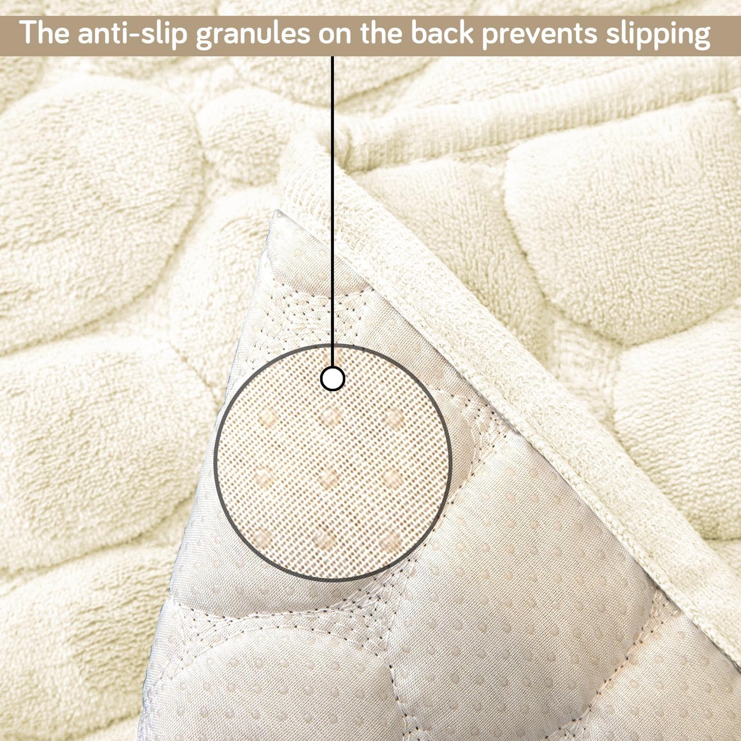Premium Pebble Milk Velvet Anti Slip Sofa Mats, Bliss White