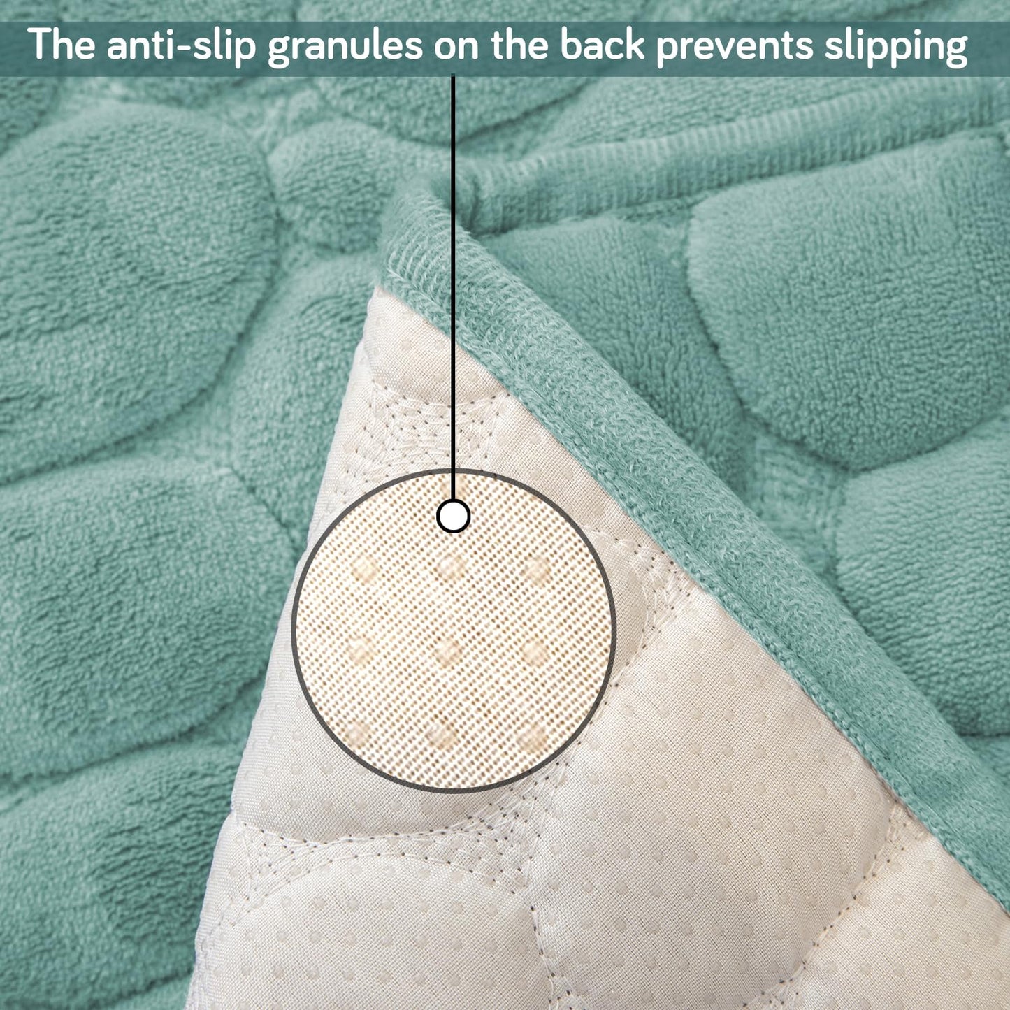 Premium Pebble Milk Velvet Anti Slip Sofa Mats, Fog Blue