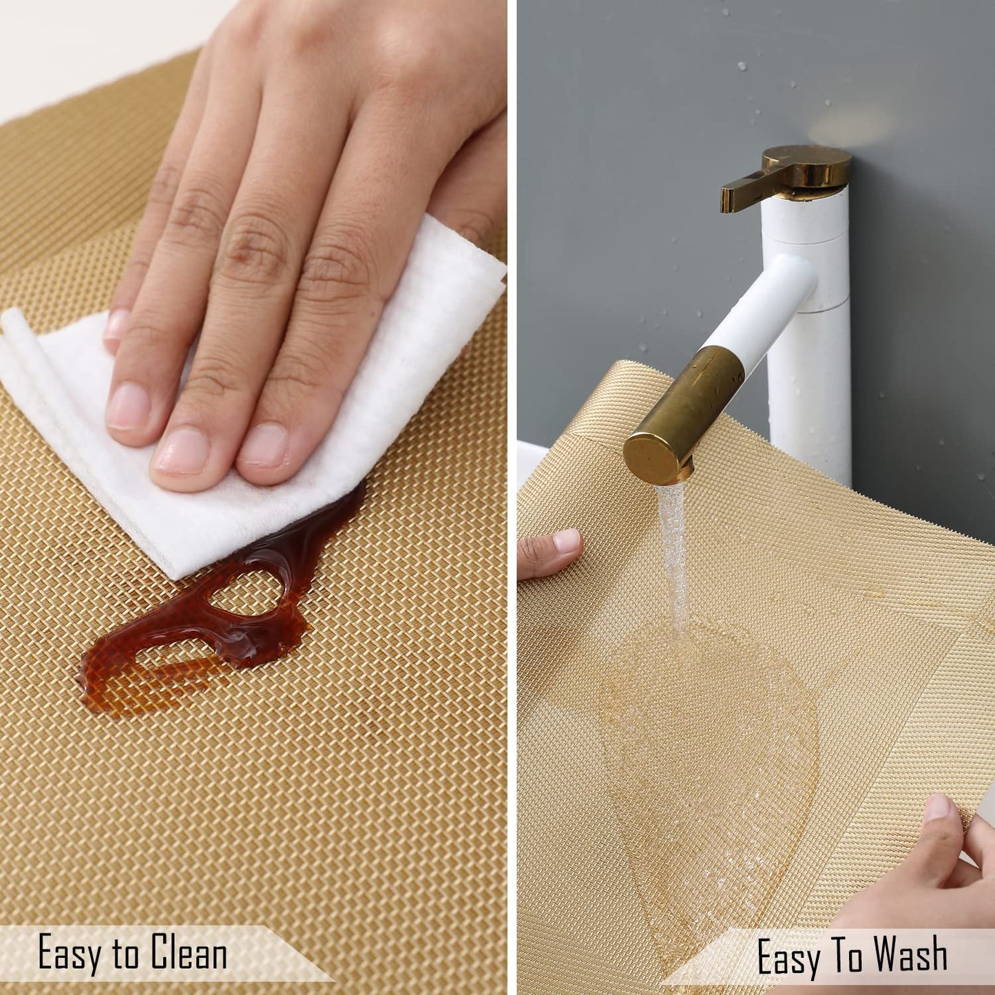 PVC Dining Table Mats, Gold