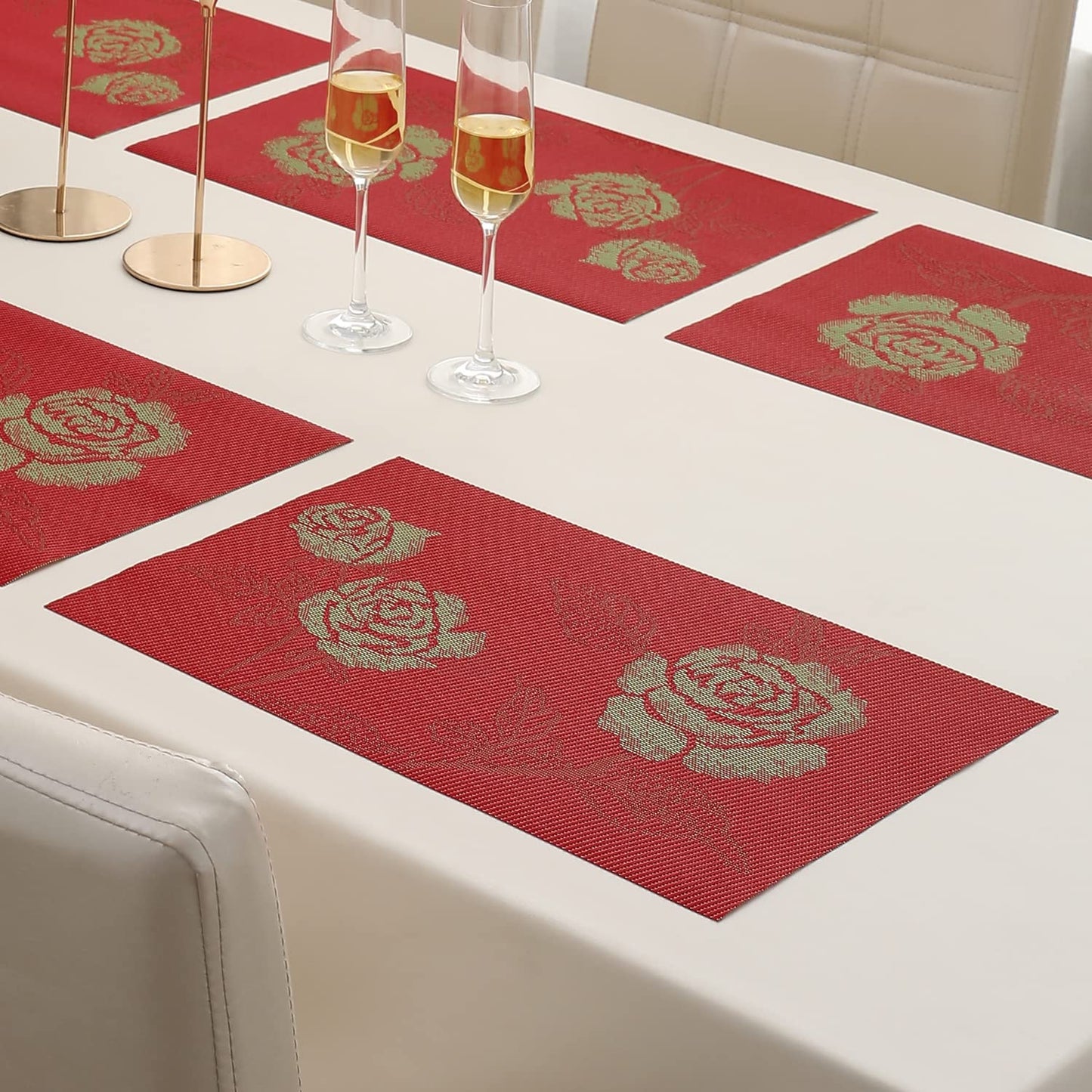 PVC Dining Table Mats, Crimson Red