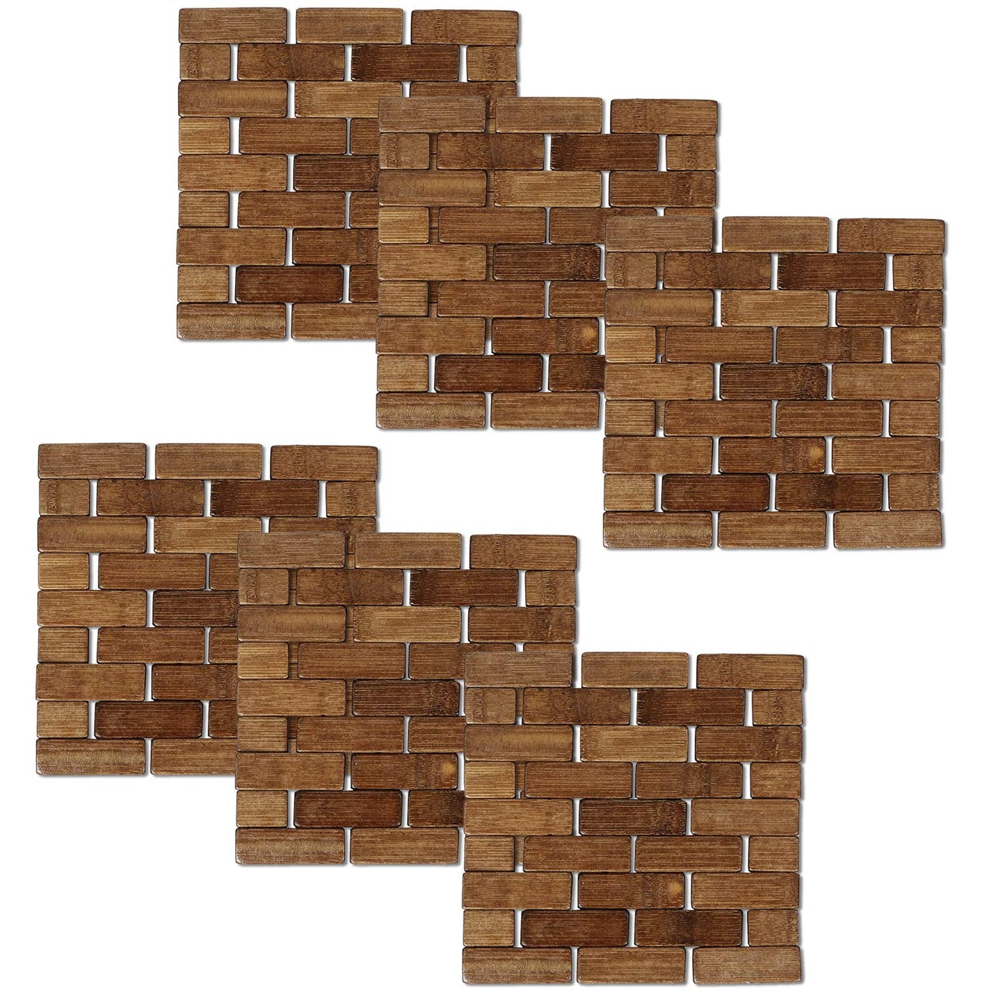 Square Bamboo Coaster, Pan Pot Holder, 18 x 18 cm, Pack of 2/4/6